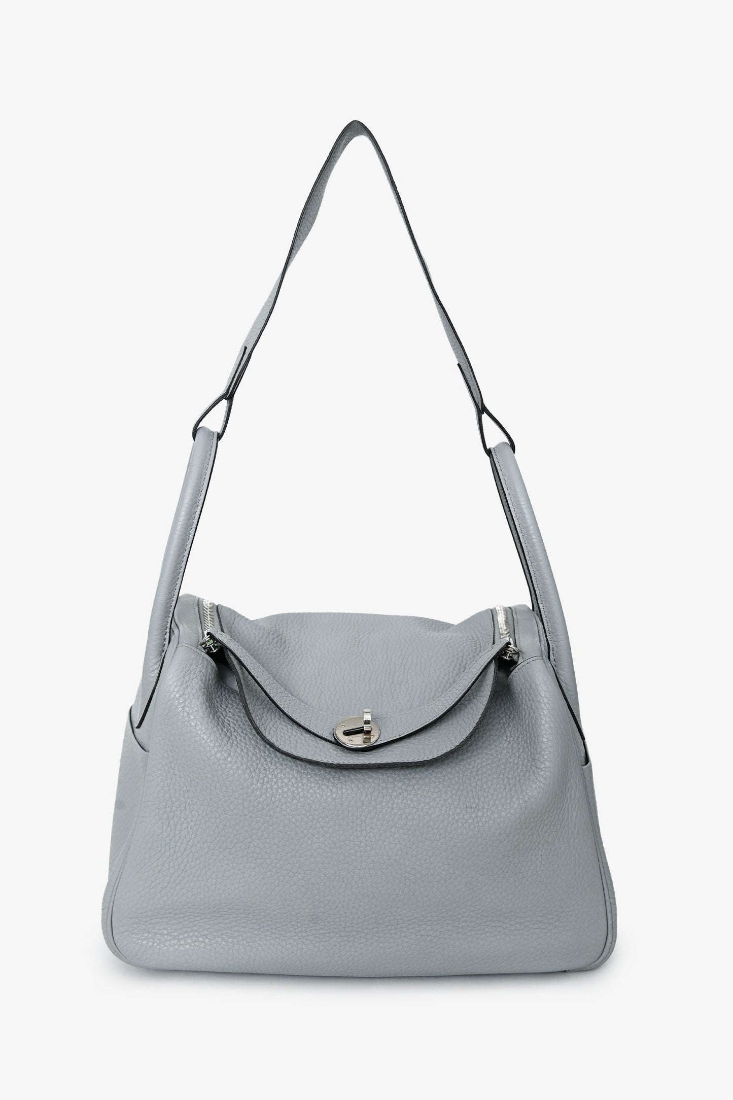 Hermès 2015 Light Grey Clemence Leather Lindy 30