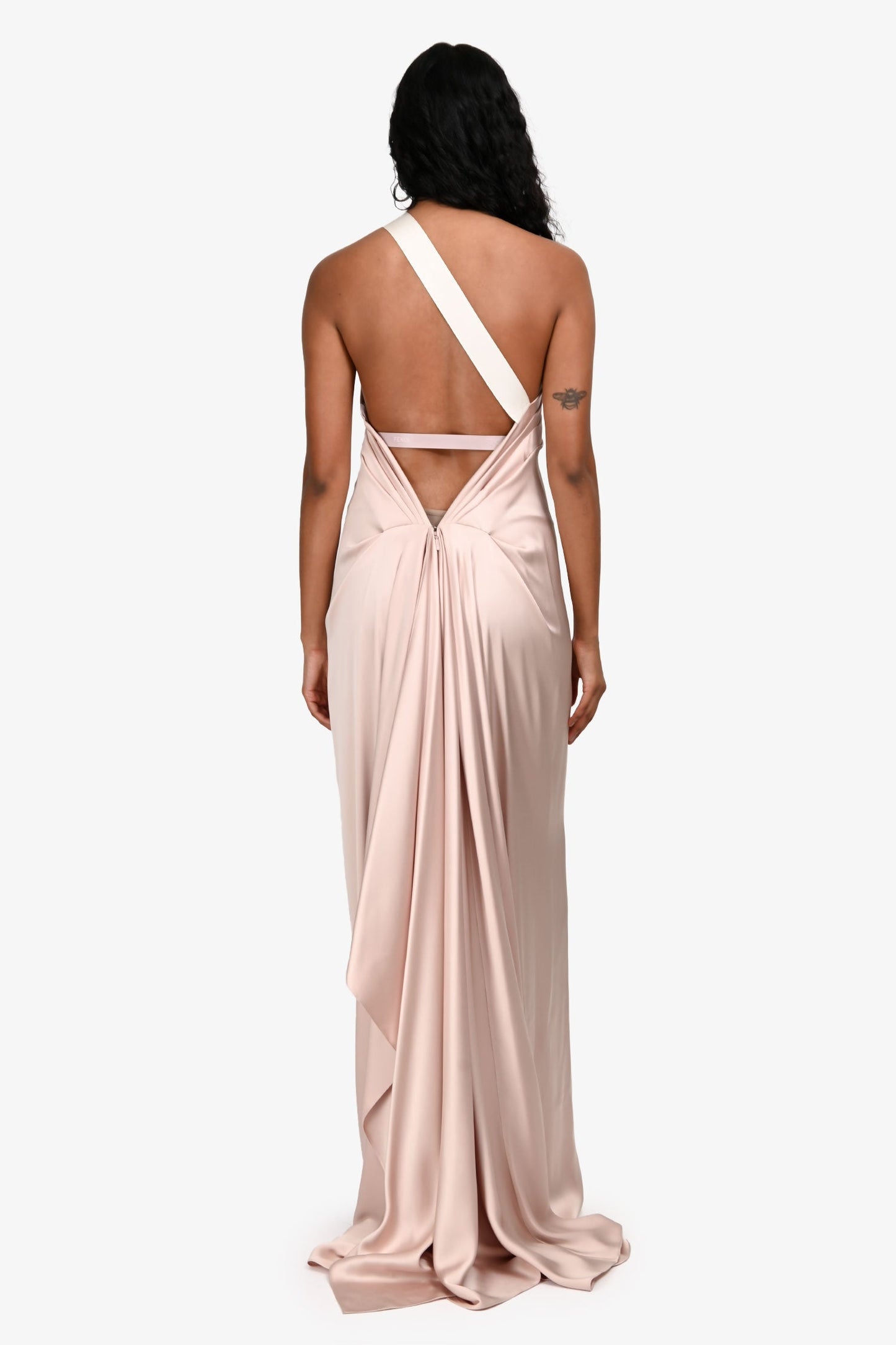 Fendi Champagne Pink Silk Long Gown Size 2 US