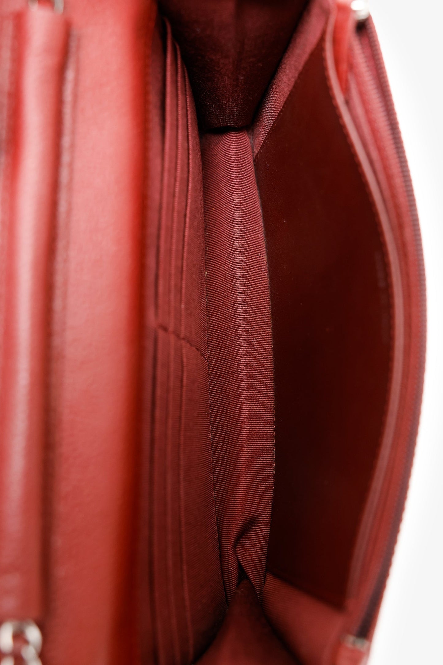 Chanel™ 2013-14 Burgundy Caviar Leather Classic Wallet On Chain
