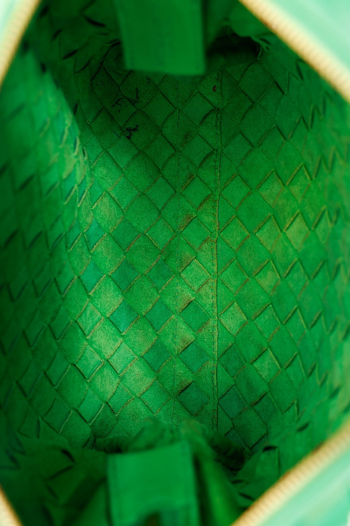 Bottega Veneta Green Leather Intrecciato Mini Loop Crossbody Bag