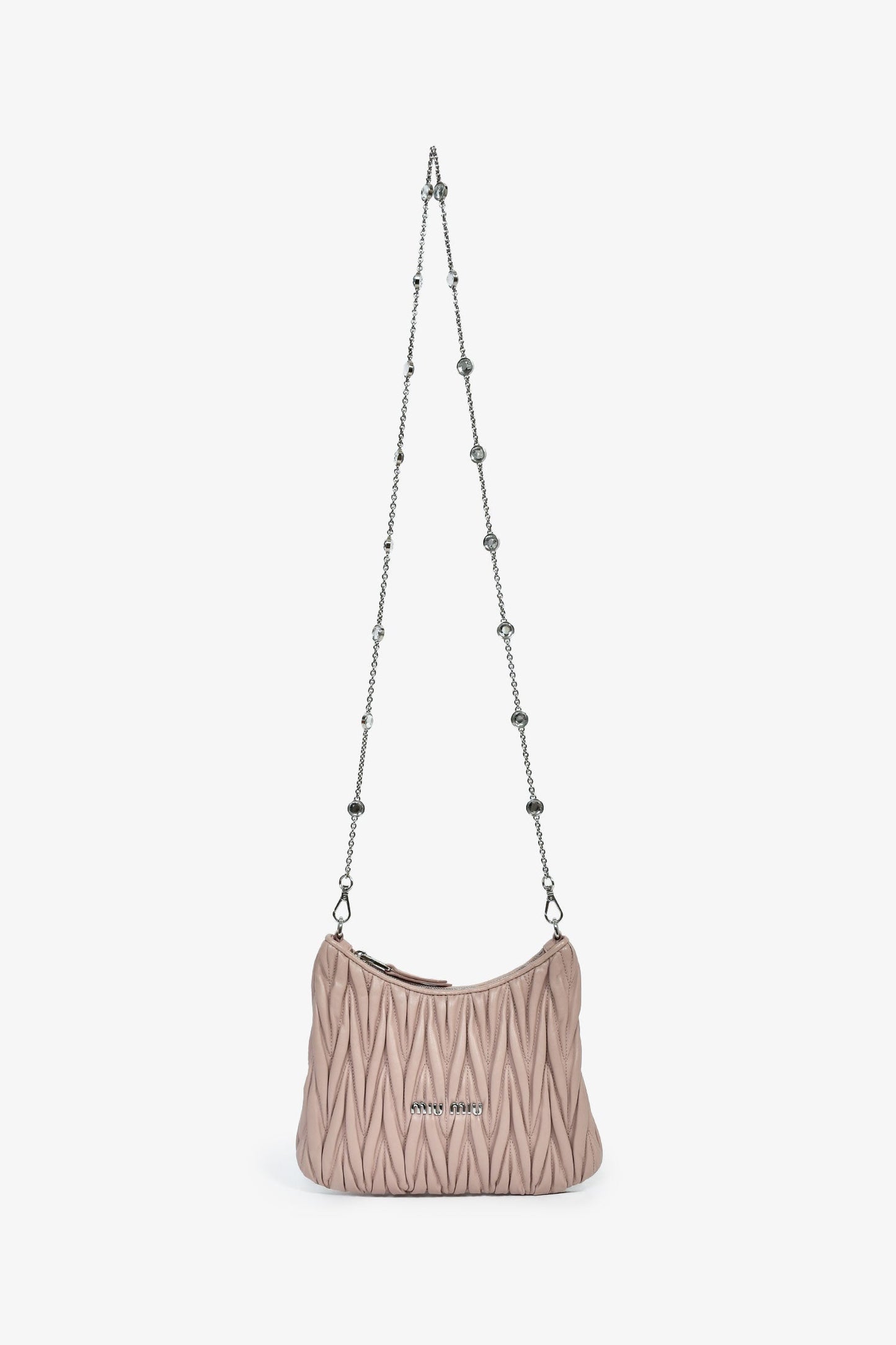 Miu Miu 2021 Pink Leather Matelasse 'Pocket' Crossbody Bag