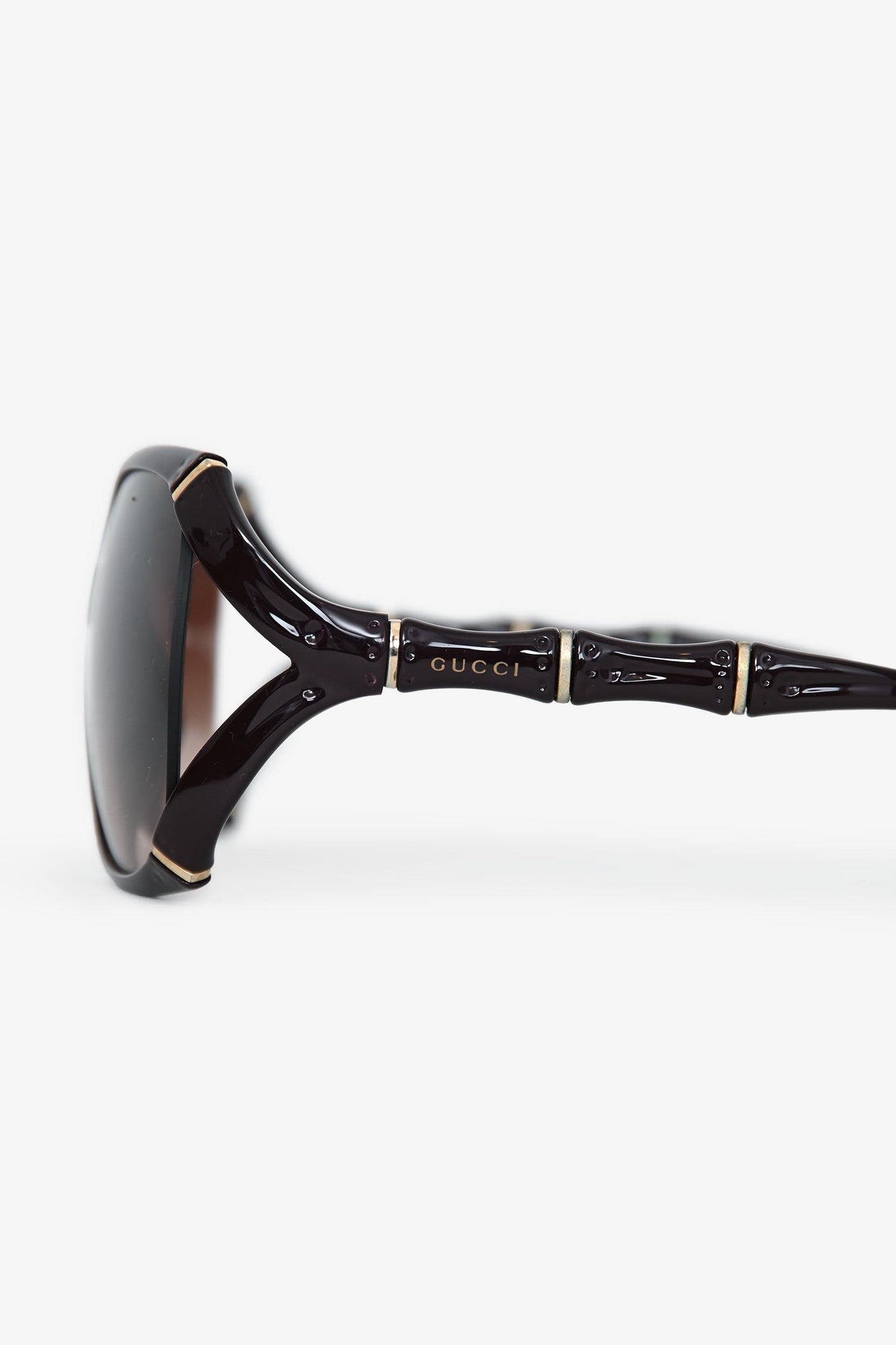 Gucci Dark Purple Havana Acetate Bamboo Effect Sunglasses