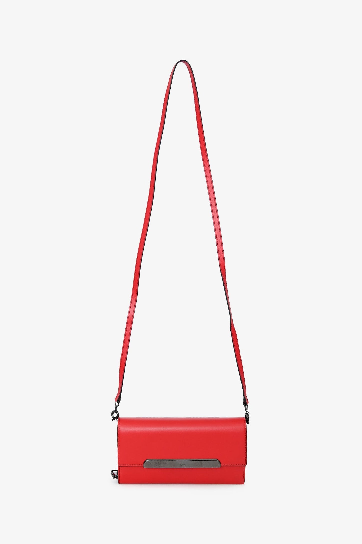 Christian Louboutin Red Leather Rougissime Wallet on Chain