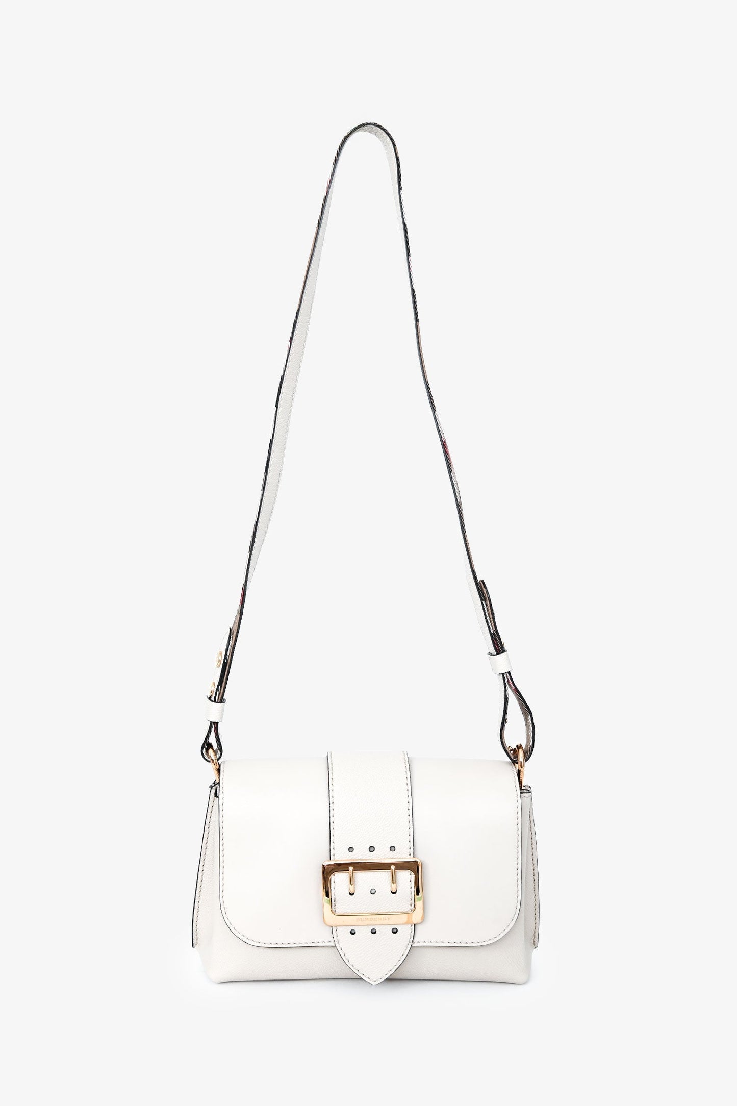 Burberry White Leather Buckle Crossbody Bag