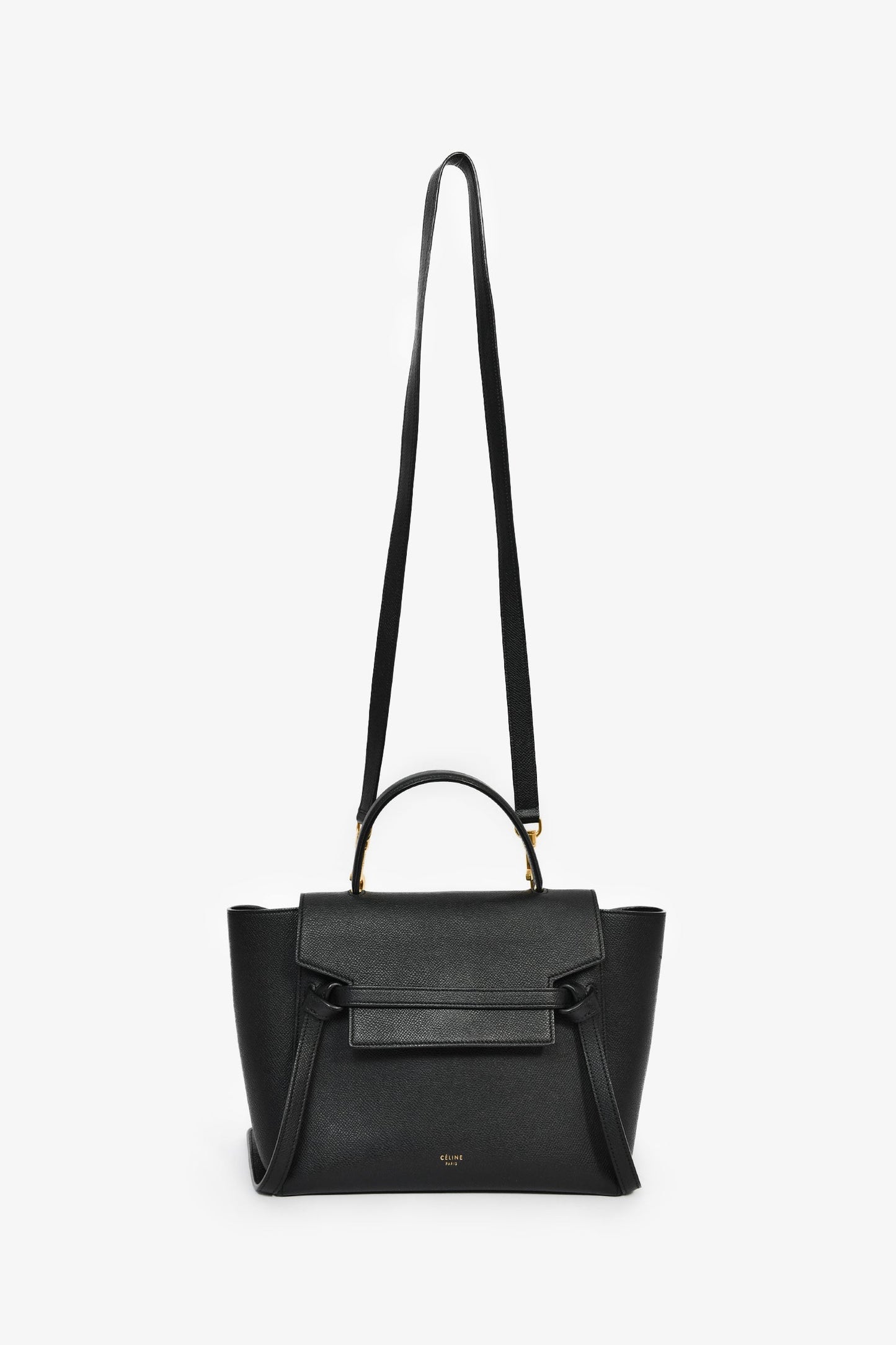 Celine Black Leather Micro Belt Bag With Strap
