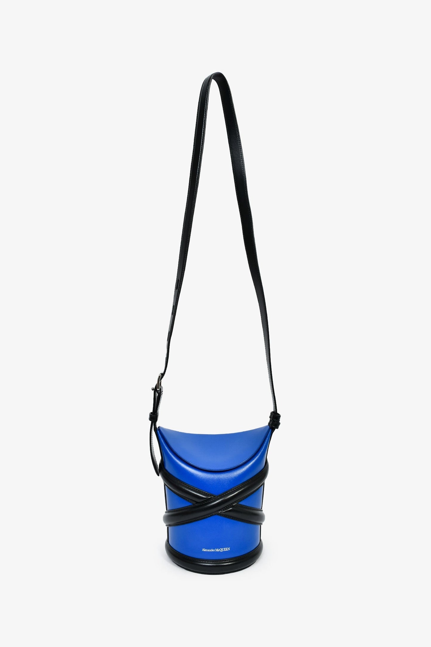 Alexander McQueen Blue/Black Leather Small 'Curve' Crossbody Bag
