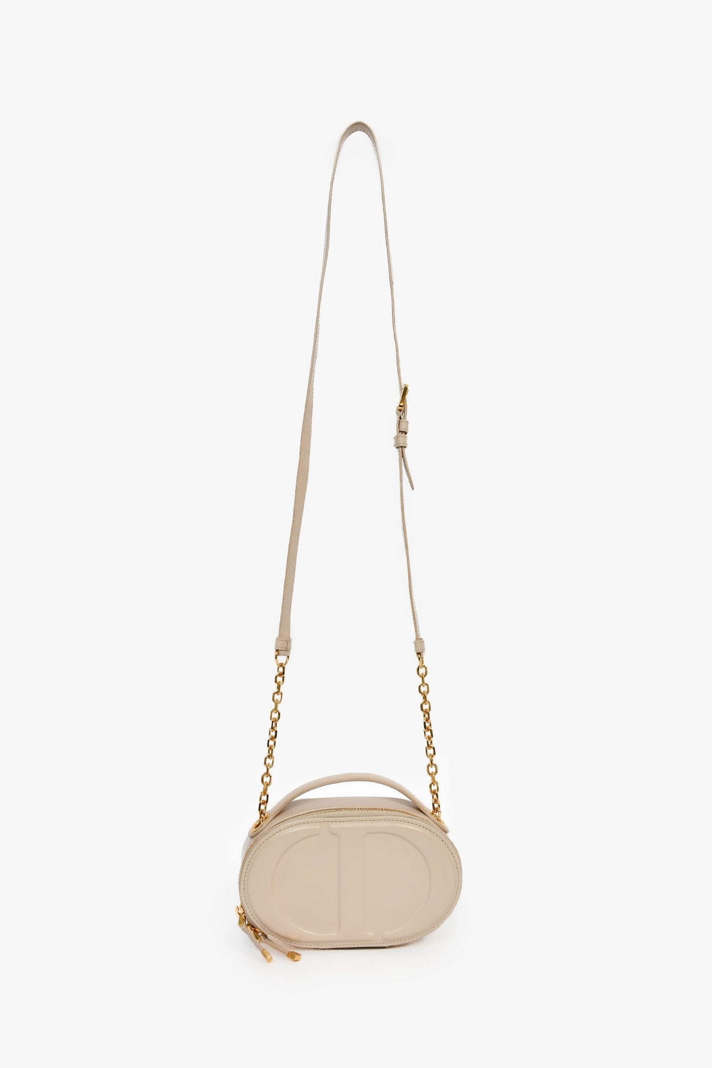Christian Dior 2023 Beige Leather Oval Camera Crossbody Bag