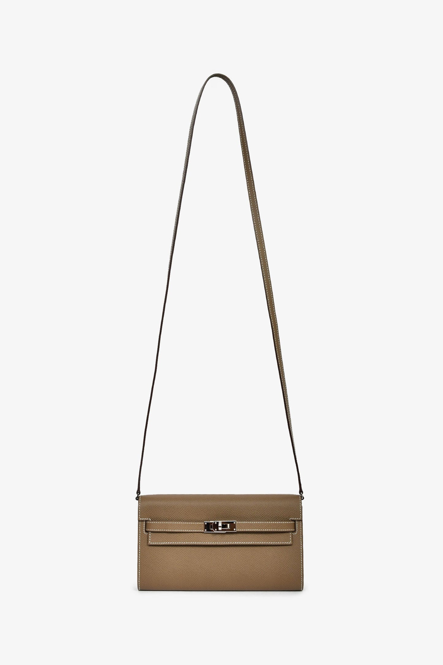 Hermès 2020 Etoupe Epsom Kelly 'To Go' Wallet With Strap