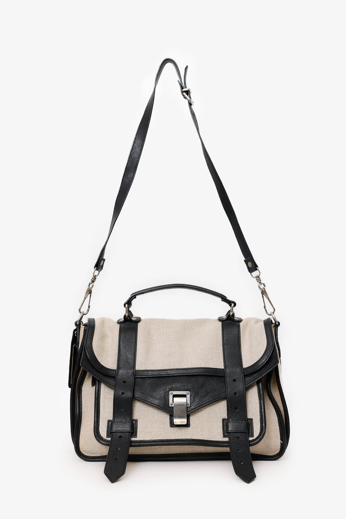 Proenza Schouler Beige/Black Canvas/Leather PS1 Medium Satchel Bag