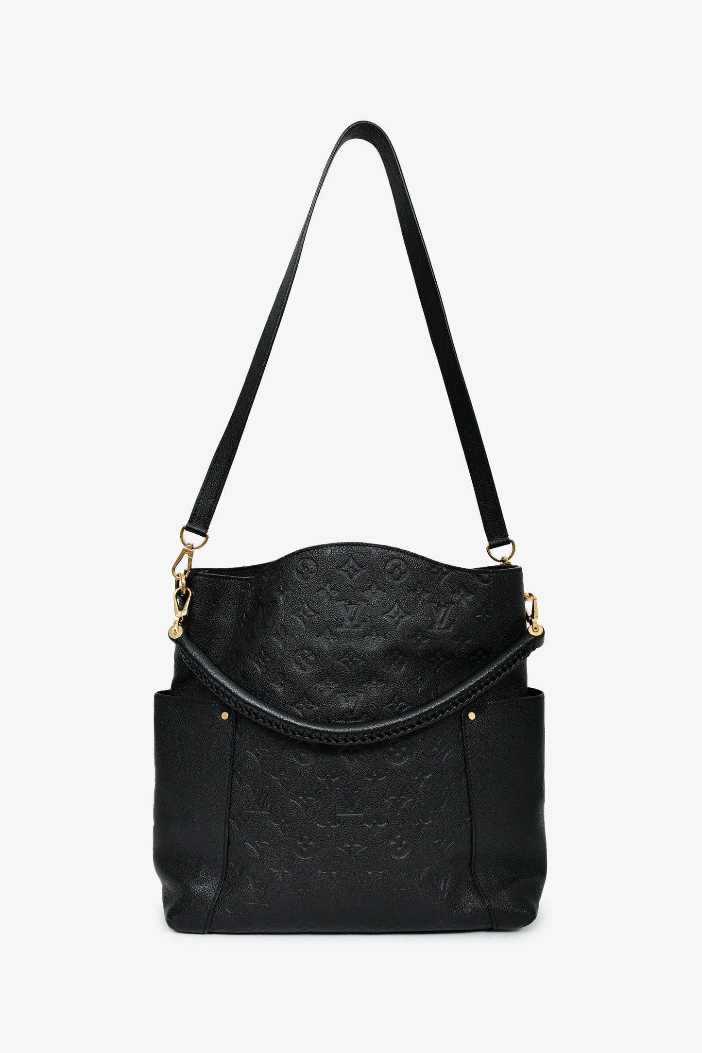 Louis Vuitton 2015 Black Monogram Empreinte Leather Bagatelle Shoulder Bag With Strap