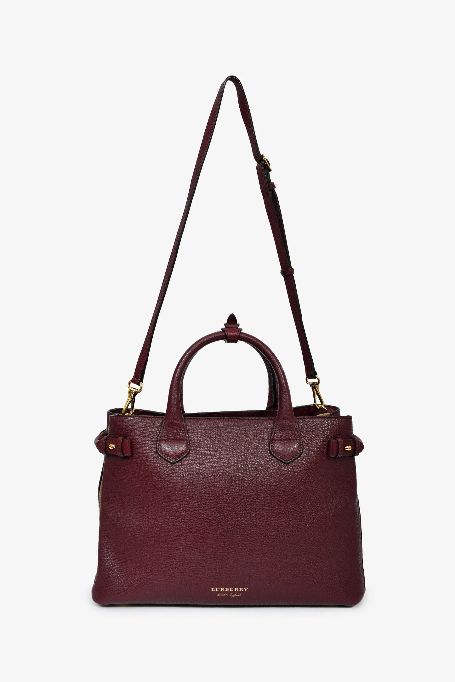 Burberry Burgundy Leather Banner Shoulder Bag