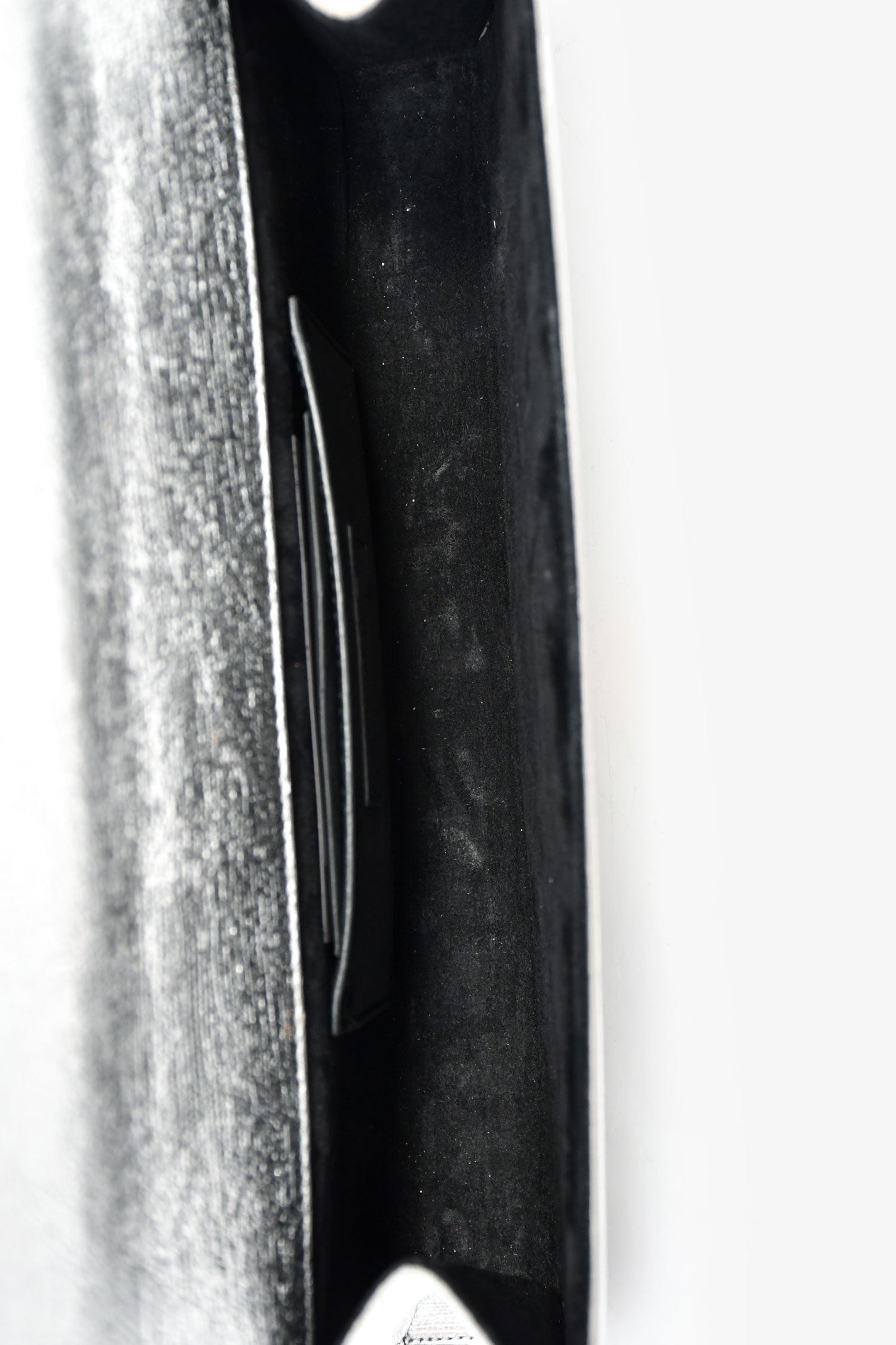 Saint Laurent Silver Metallic Leather Cassandre Clutch