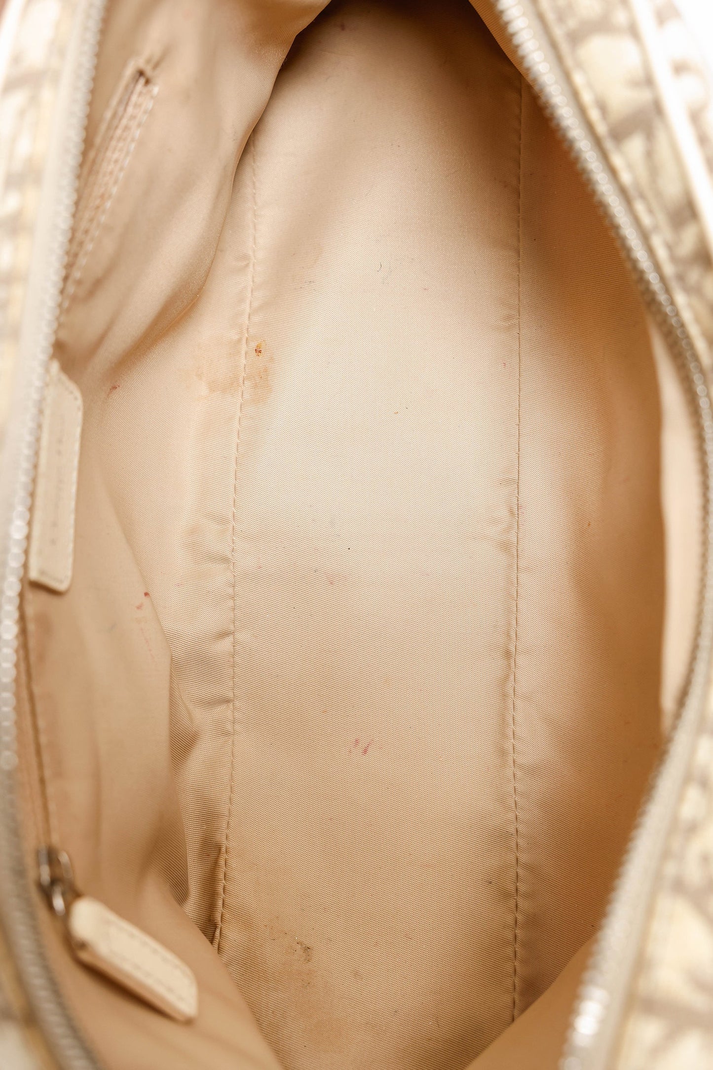 Christian Dior 2005 Beige/Cream Canvas Floral Embroidered Oblique Pouch