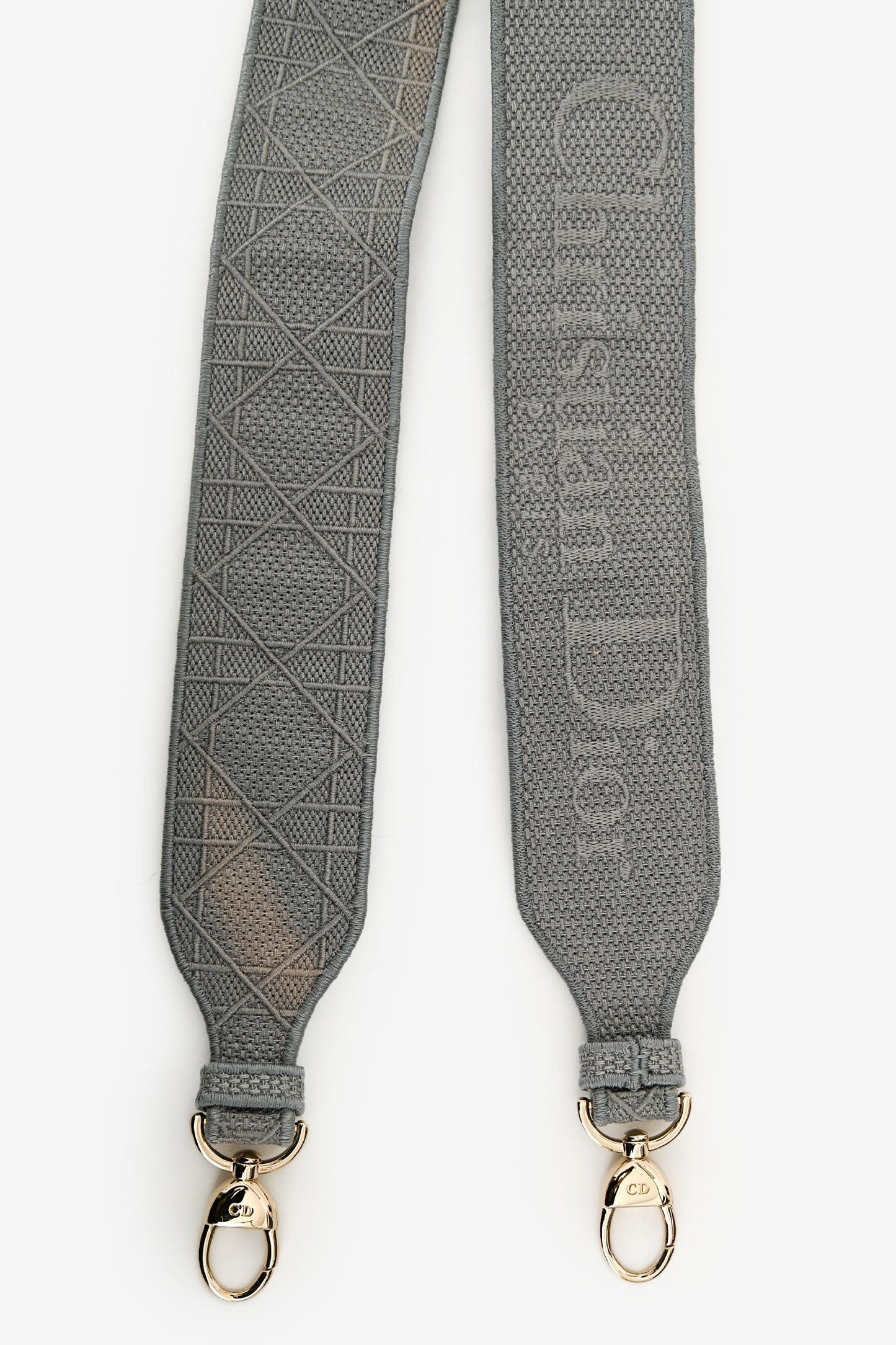 Christian Dior 2020 Grey Cannage Embroidered Canvas Large Lady D-Lite With Strap