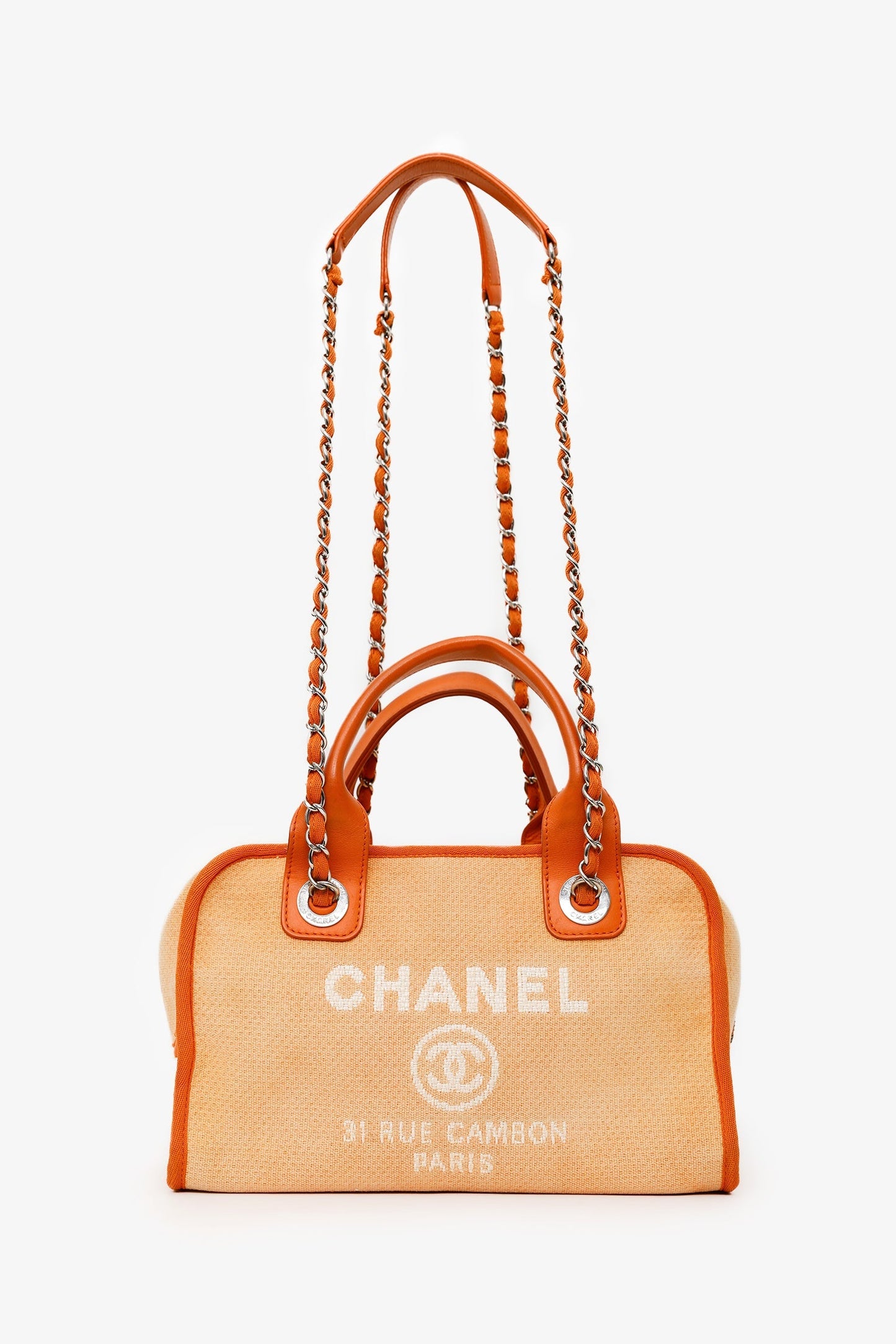 Chanel™ 2014-15 Orange Canvas Deauville Mini Bowling Bag