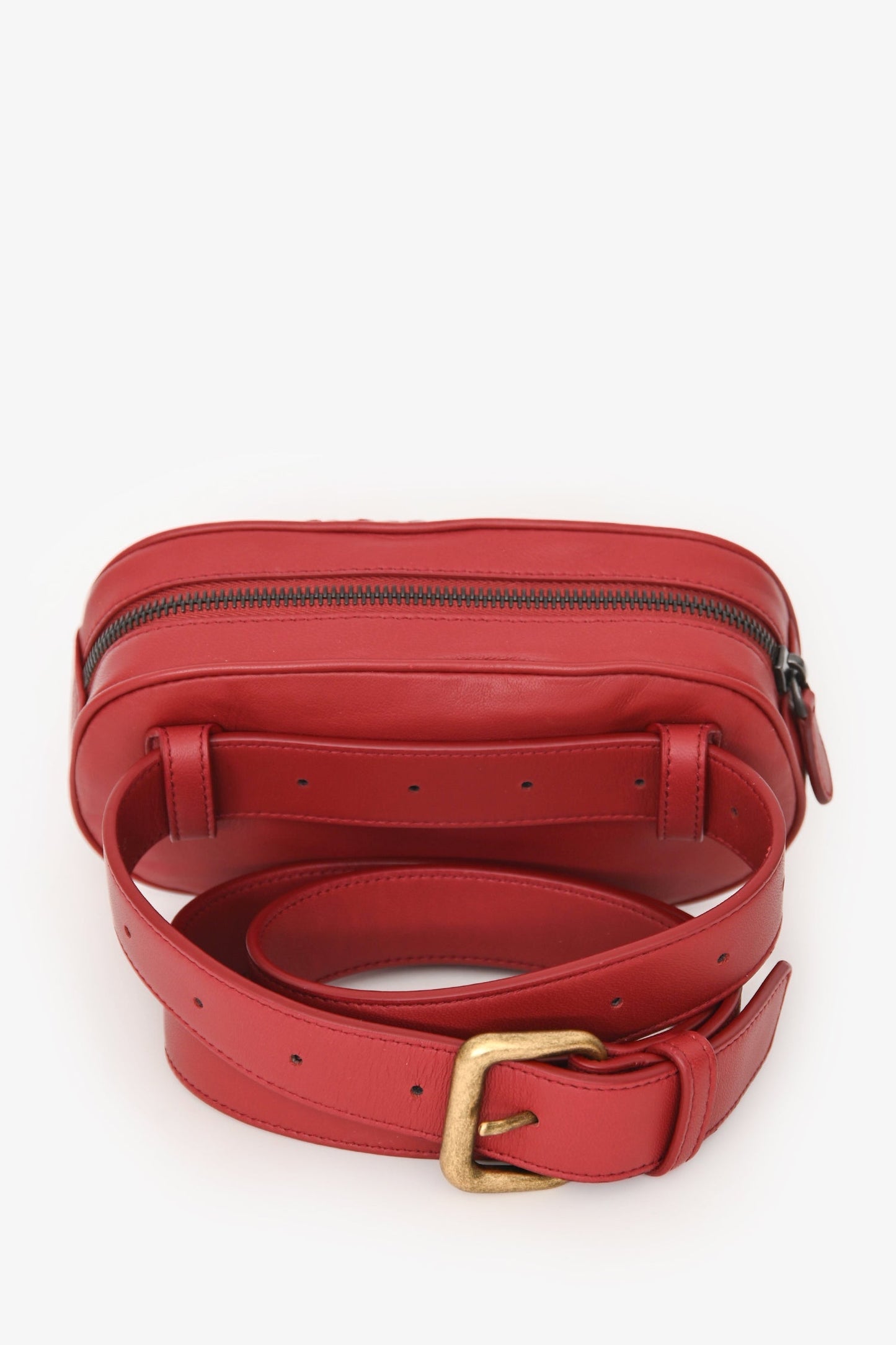 Bottega Veneta Red Leather Intrecciato Belt Bag