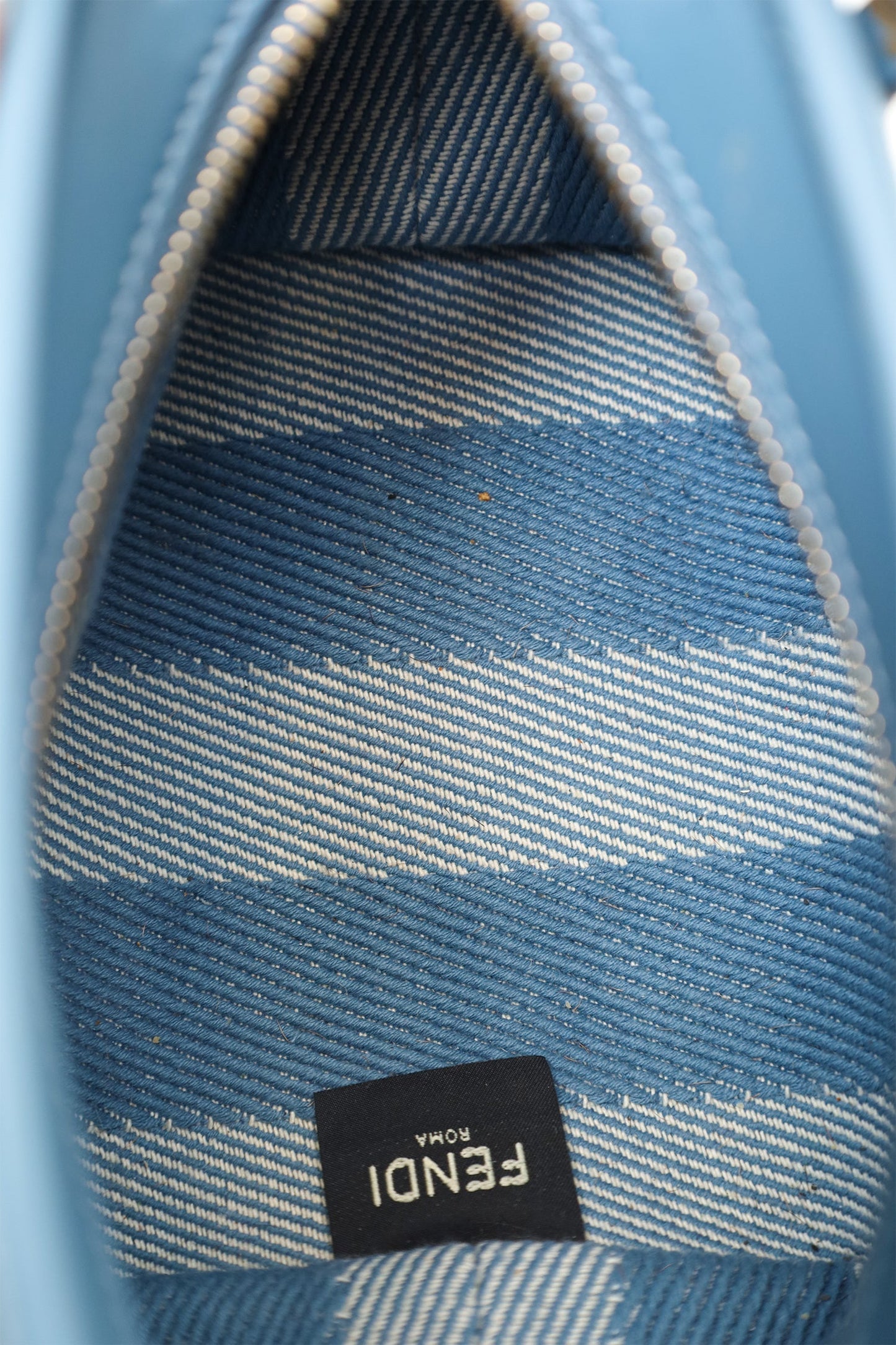 Fendi Blue Jacquard/Leather Zucca Roll Mini Tote Bag