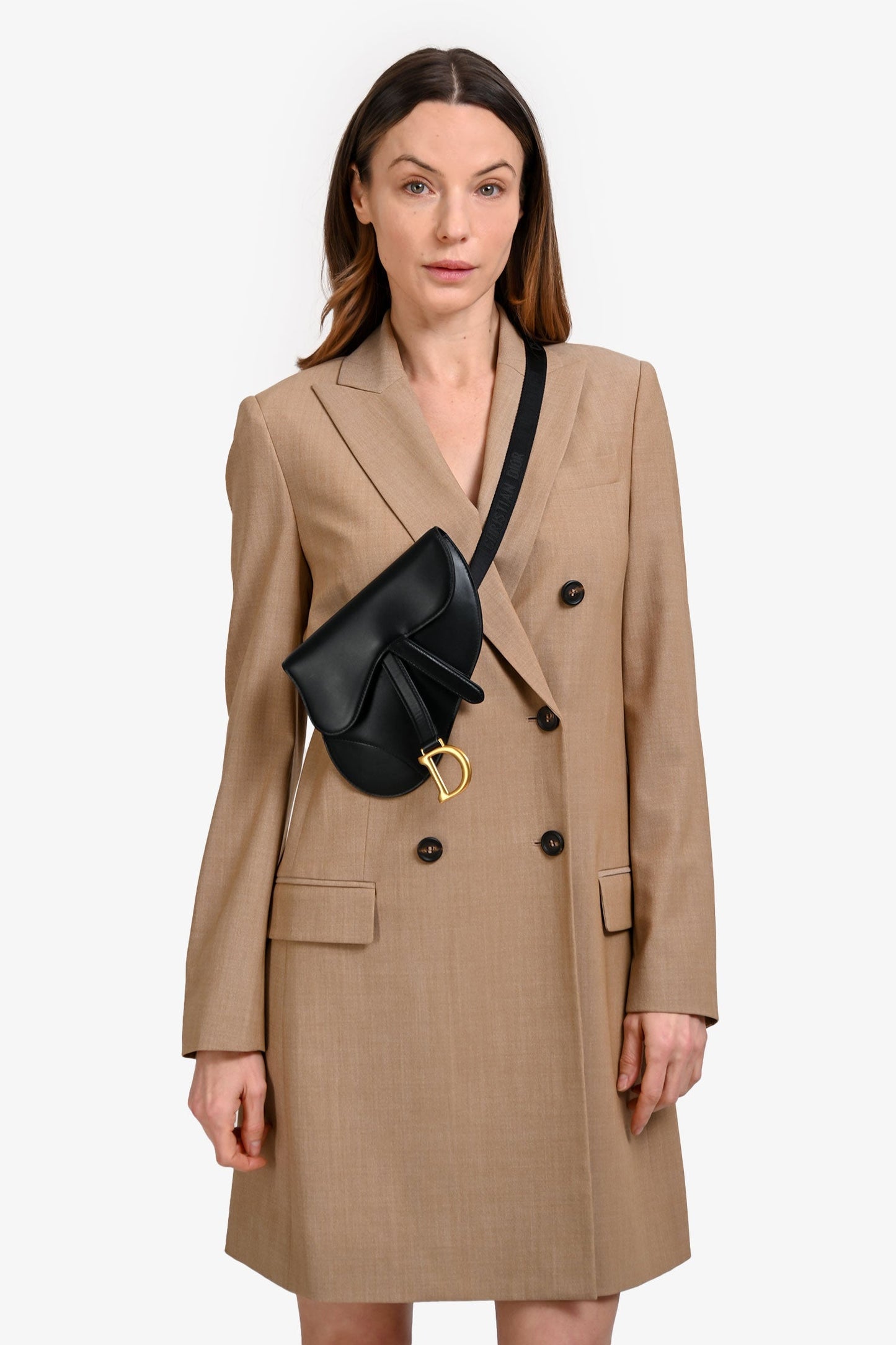 Christian Dior 2019 Black Leather Saddle Belt Bag