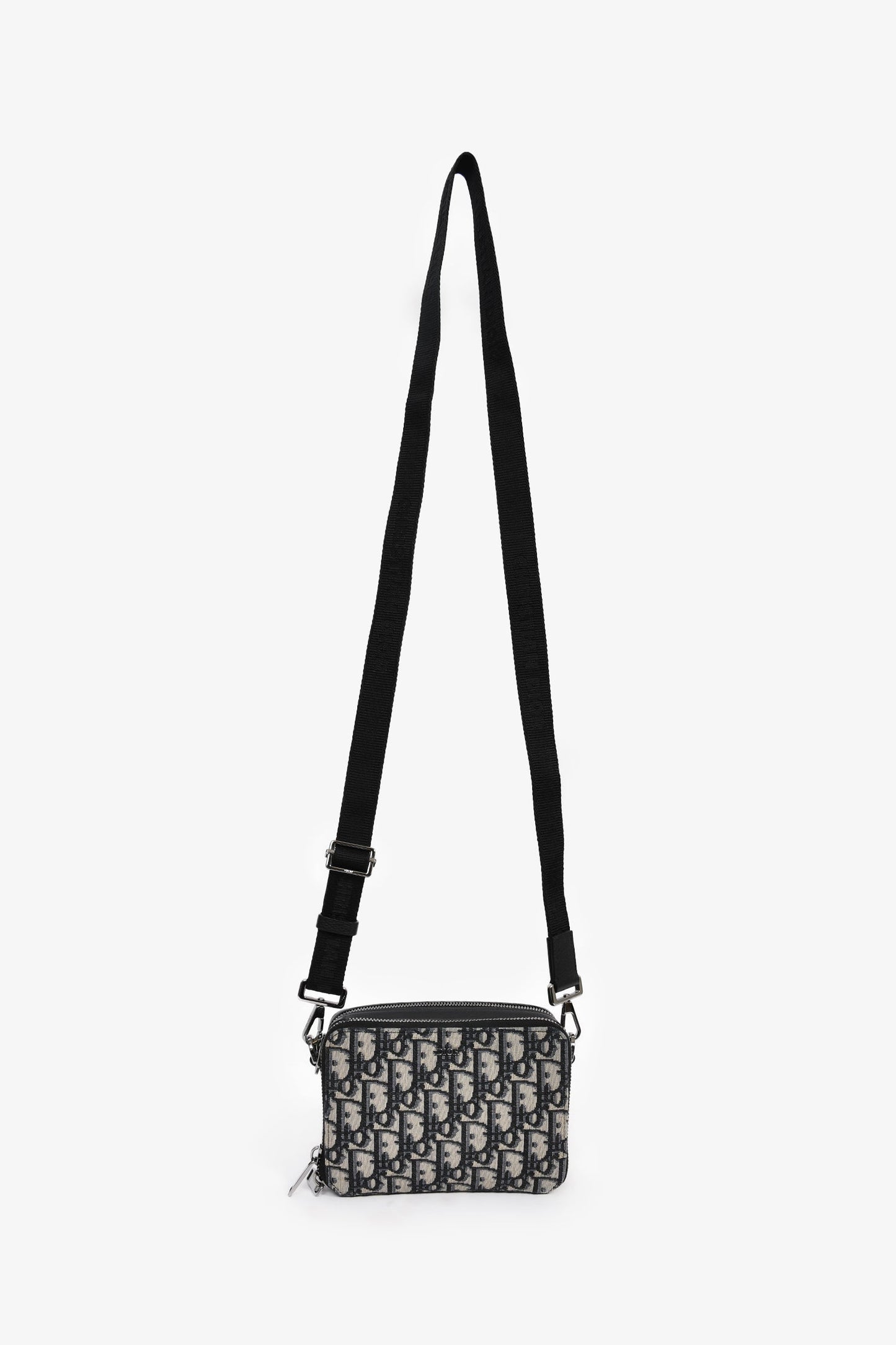Christian Dior 2021 Navy Oblique Jacquard Wallet On Strap