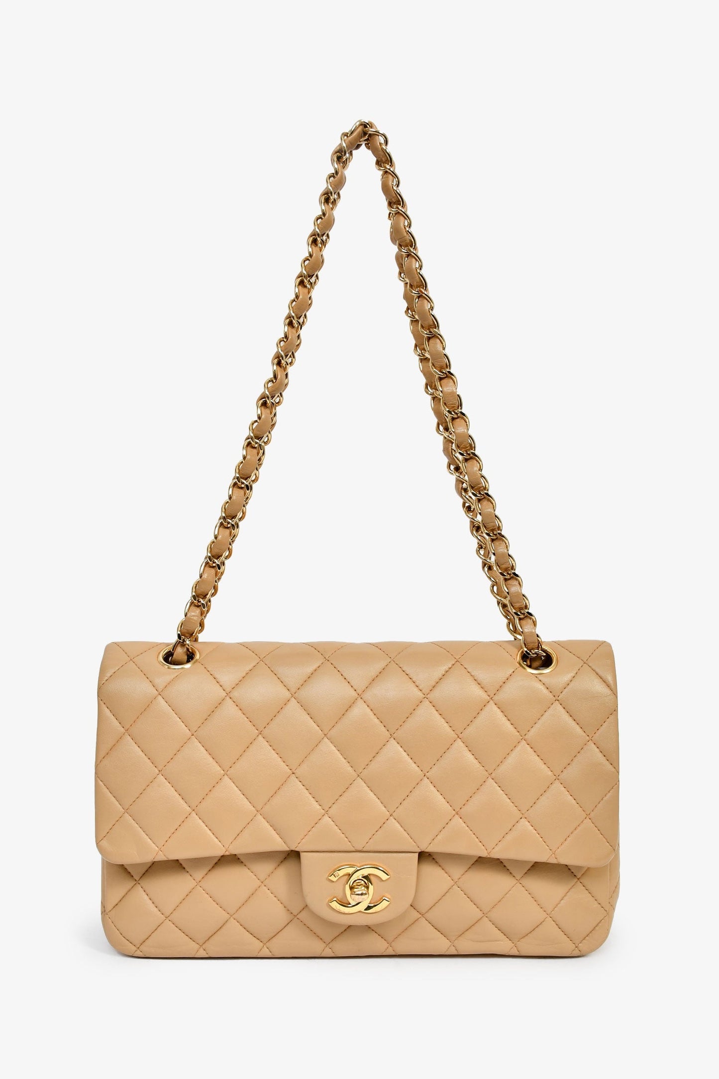 Chanel™ 2006-08 Beige Leather Medium Double Flap