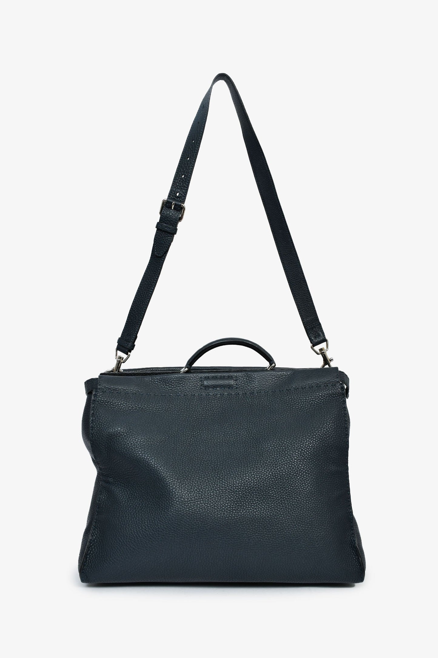 Fendi Blue/White Leather Grained Monster Peekaboo Messenger Bag