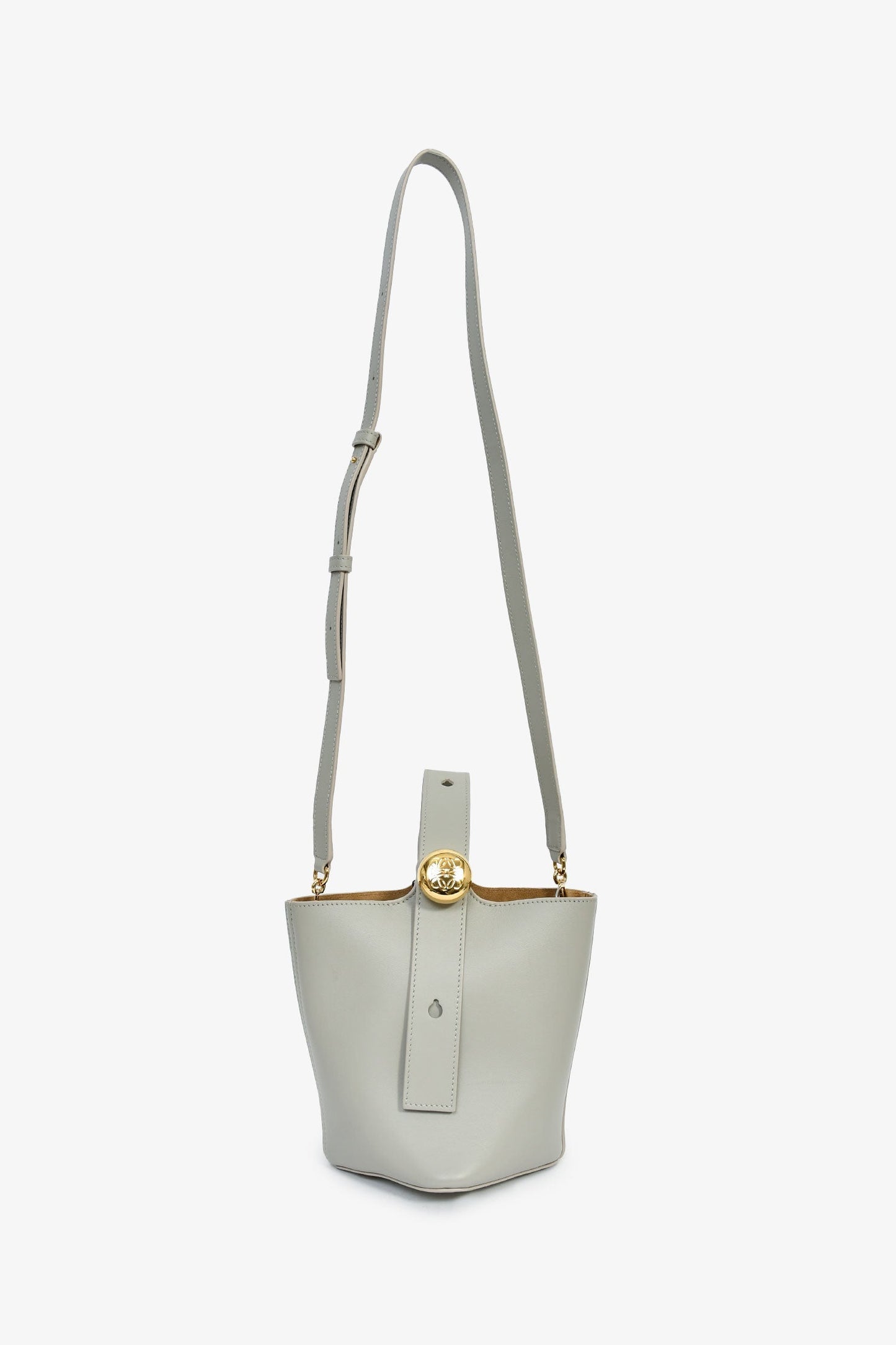 Loewe Grey Leather 'Pebble' Mini Bucket Bag