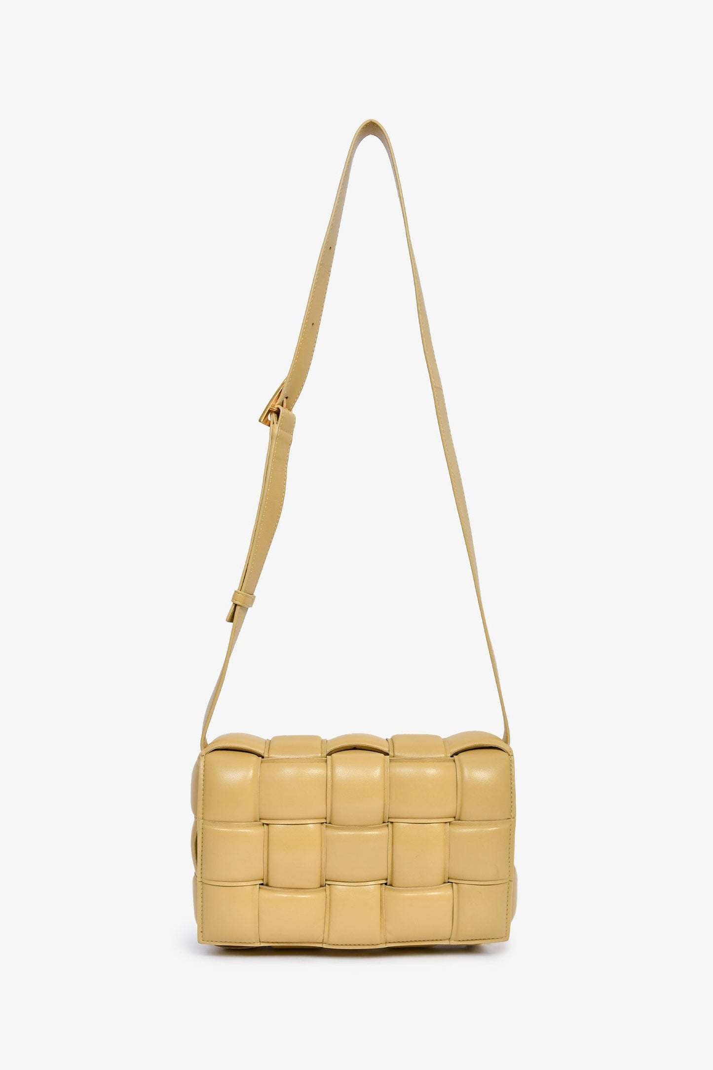 Bottega Veneta Beige Leather Intrecciato Padded Cassette Crossbody
