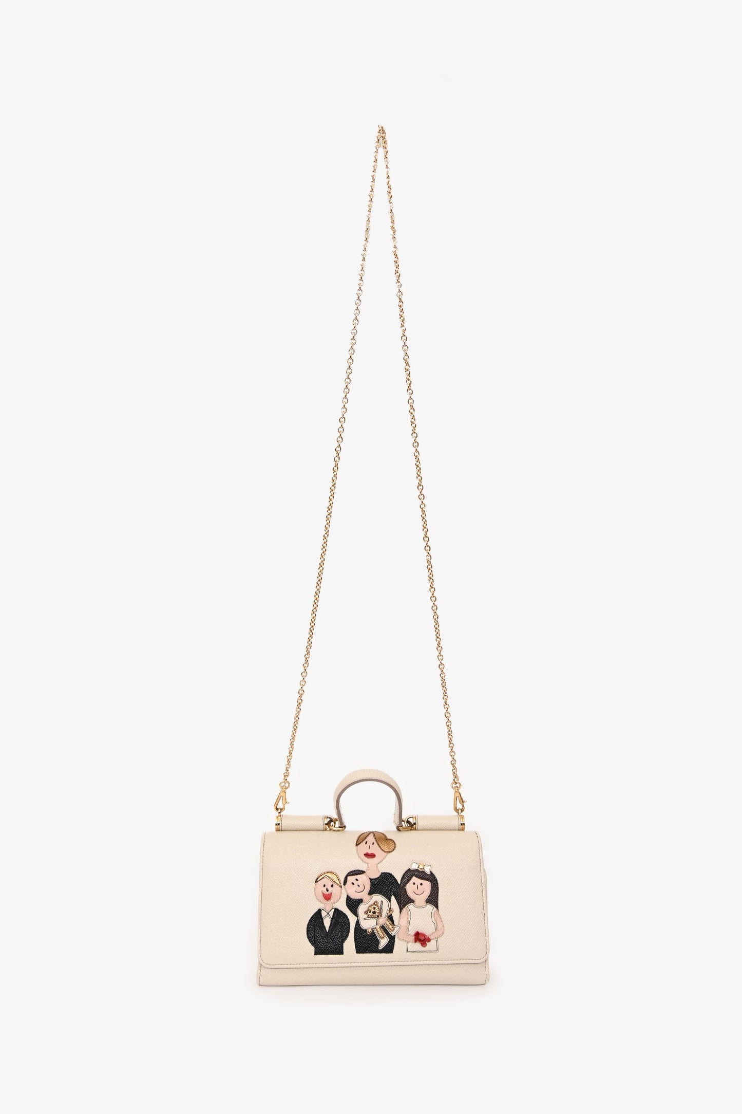 Dolce & Gabbana White Leather Sicily Family Crossbody