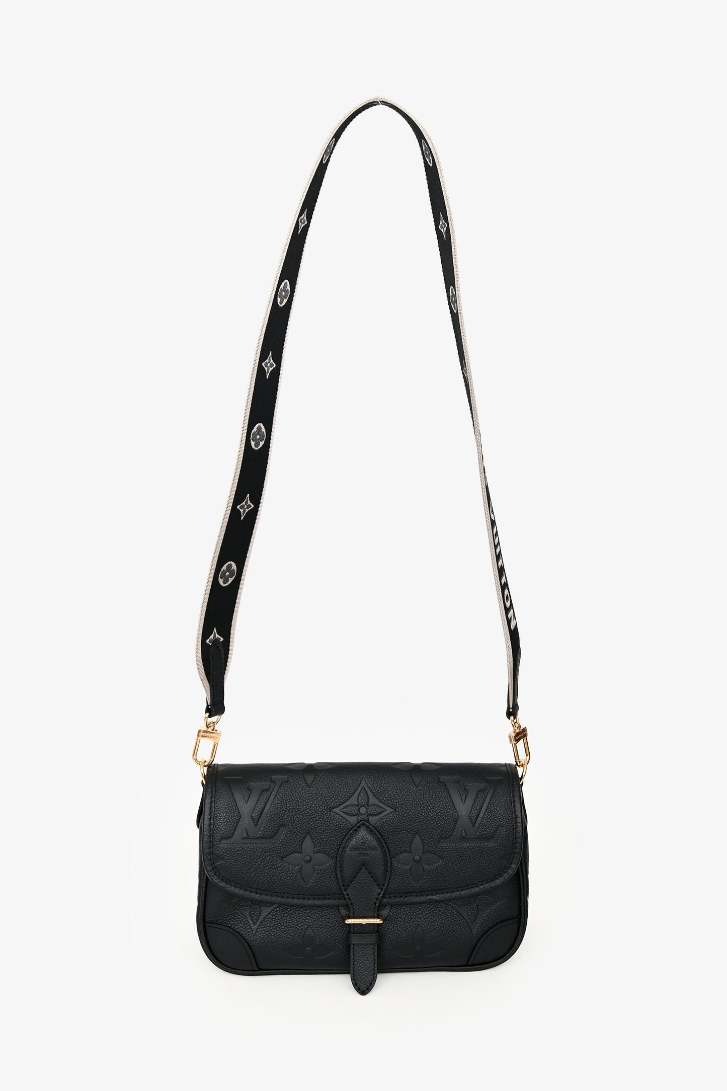Louis Vuitton Black Leather Monogram Empreinte 'Diane' Crossbody Bag