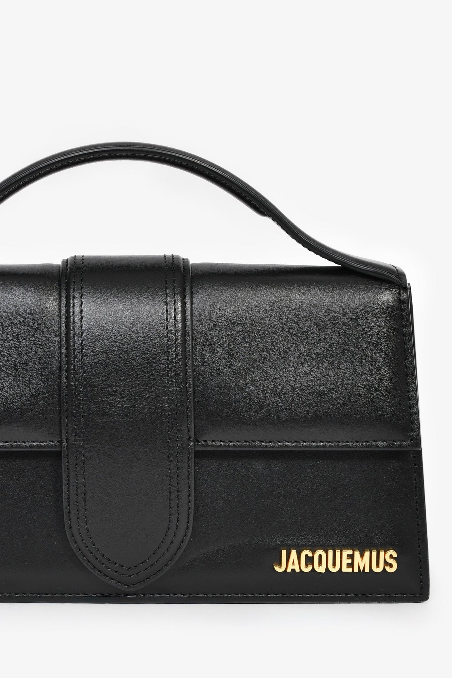 Jacquemus Black Leather 'Le Bambino' Large Shoulder Bag with Strap