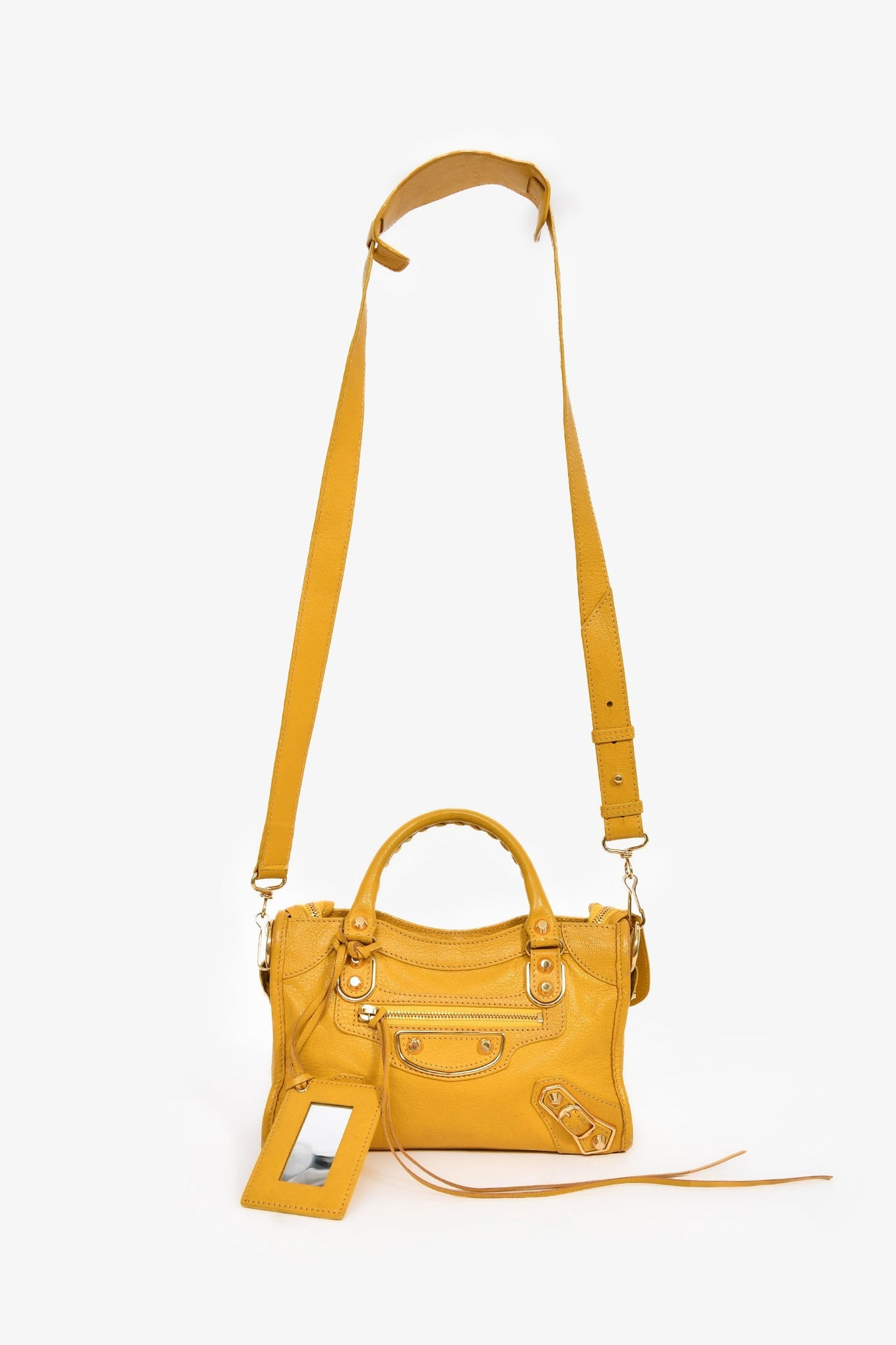 Balenciaga Yellow Leather 'Le City Bag' Mini Top Handle Bag