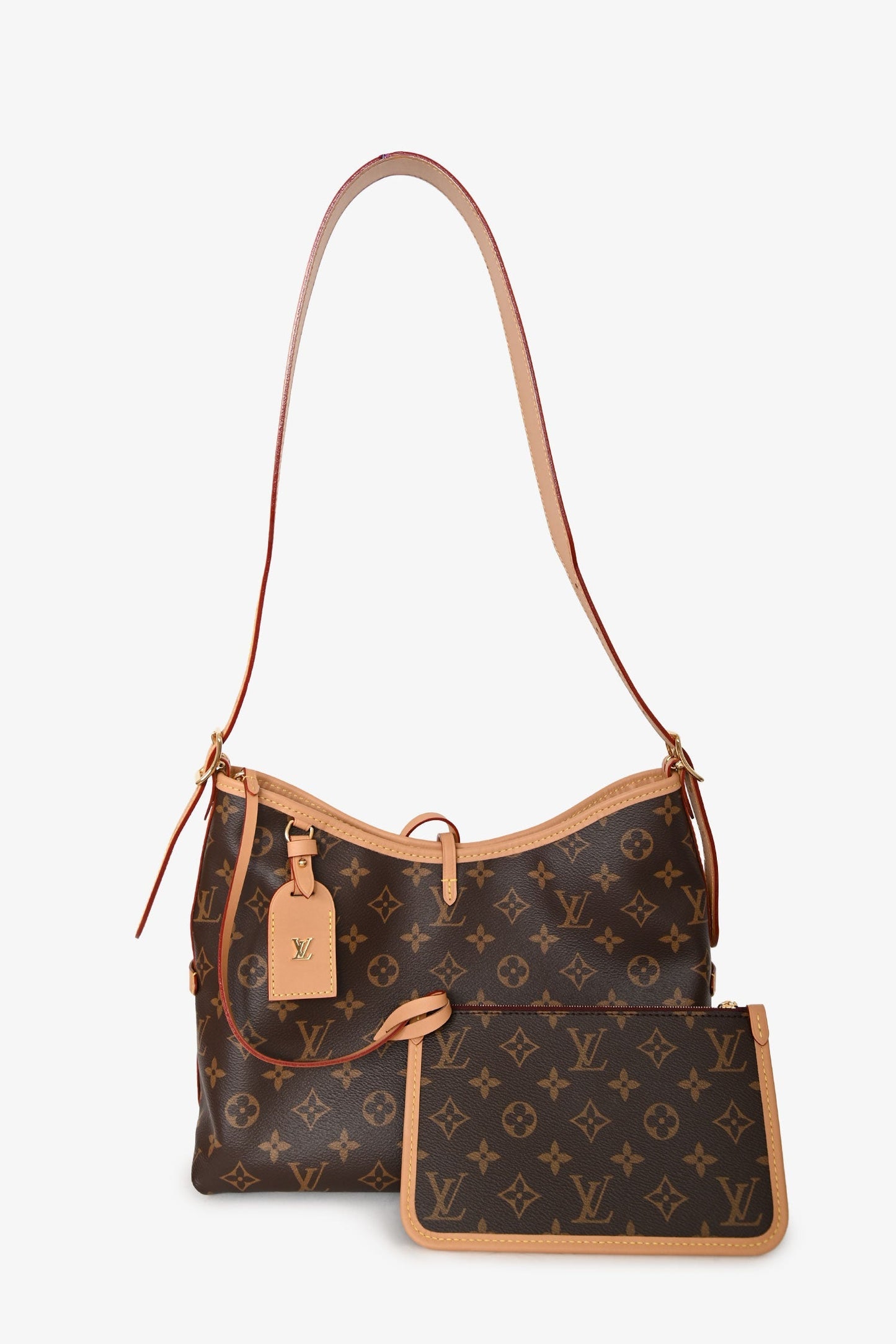 Louis Vuitton Monogram Carryall PM Bucket Bag With Pouch