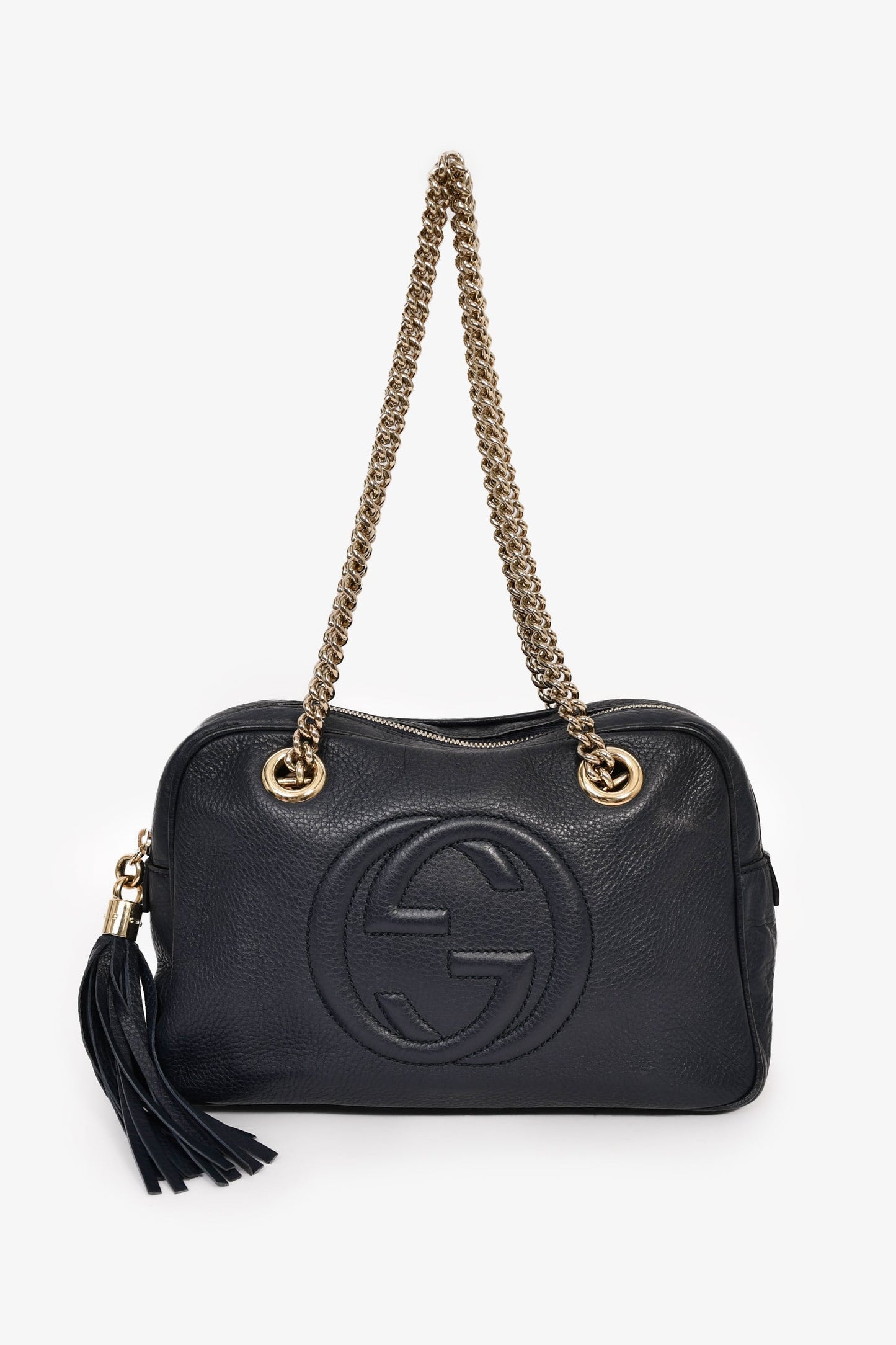 Gucci Navy Leather GG 'Soho' Camera Shoulder Bag