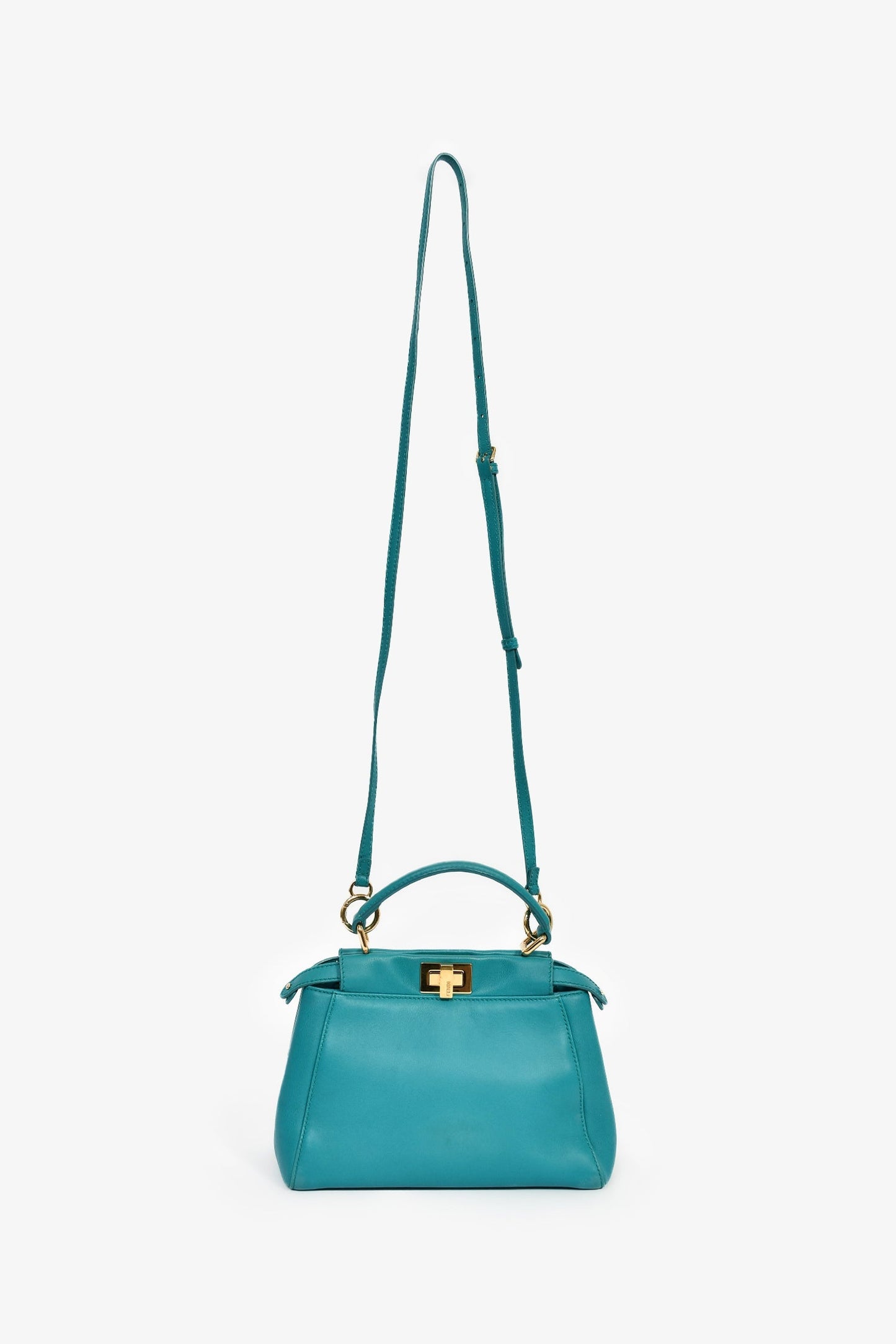 Fendi Turquoise Leather Mini Peekaboo