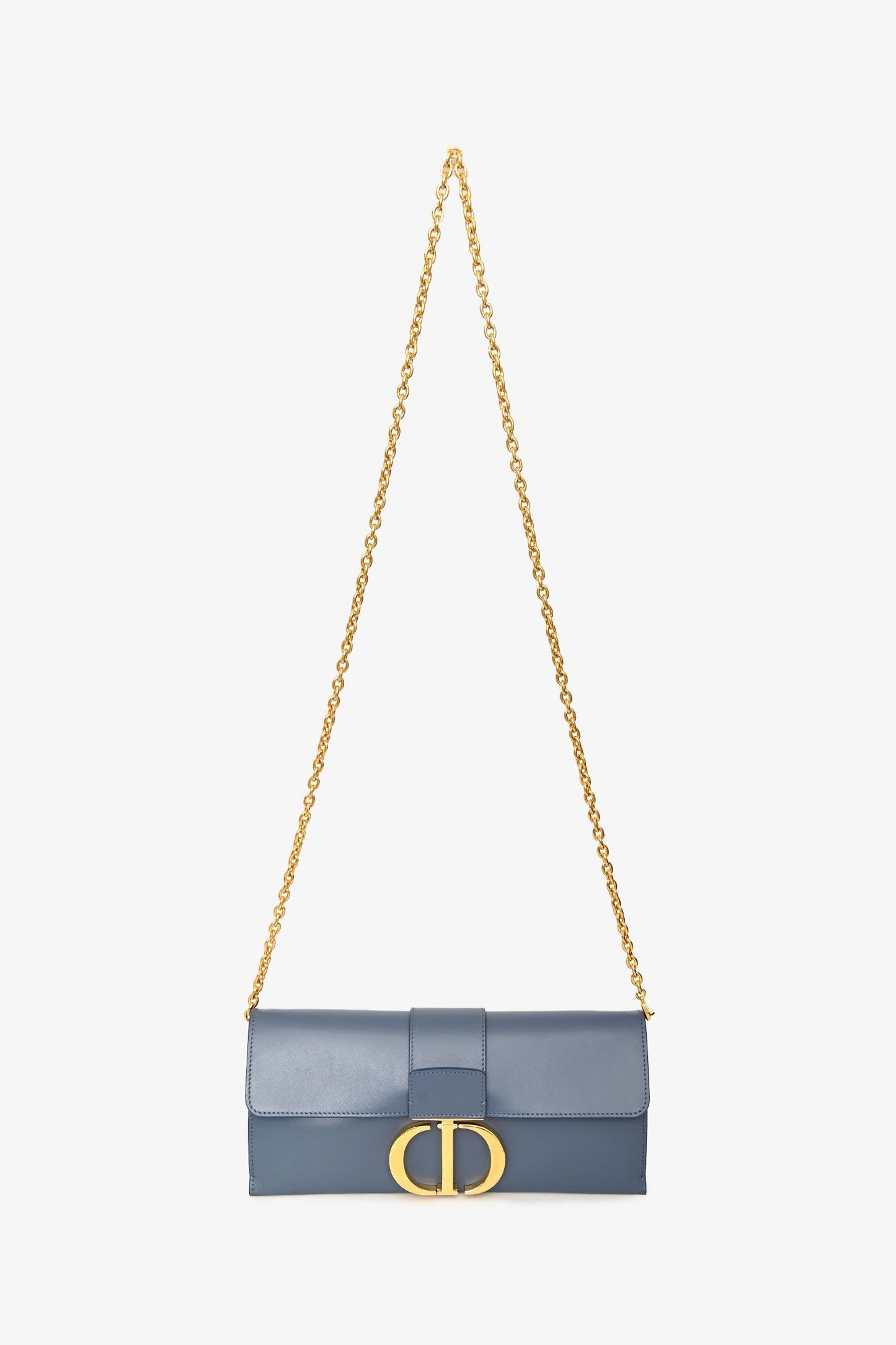 Christian Dior 2019 Blue Leather 30 Montaigne Chain Clutch