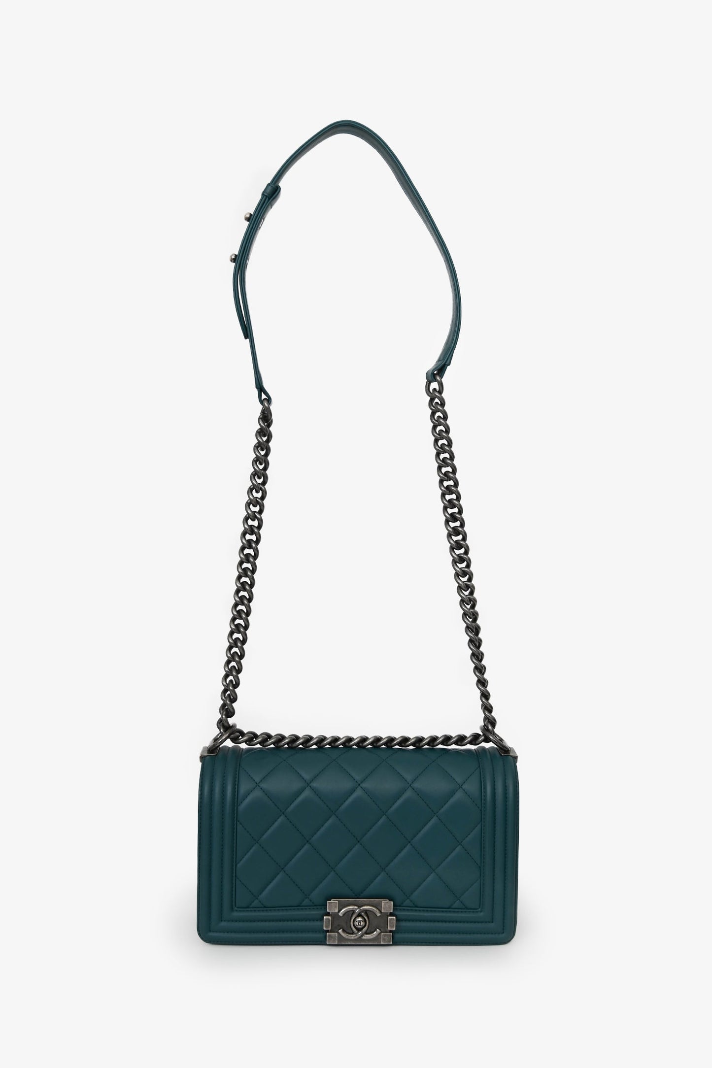 Chanel™ 2014 Green Lambskin Old Medium Boy Bag SHW