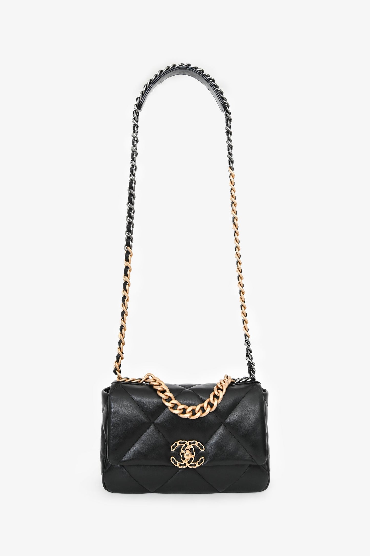 Chanel™ Black Lambskin Small 19 Flap Bag
