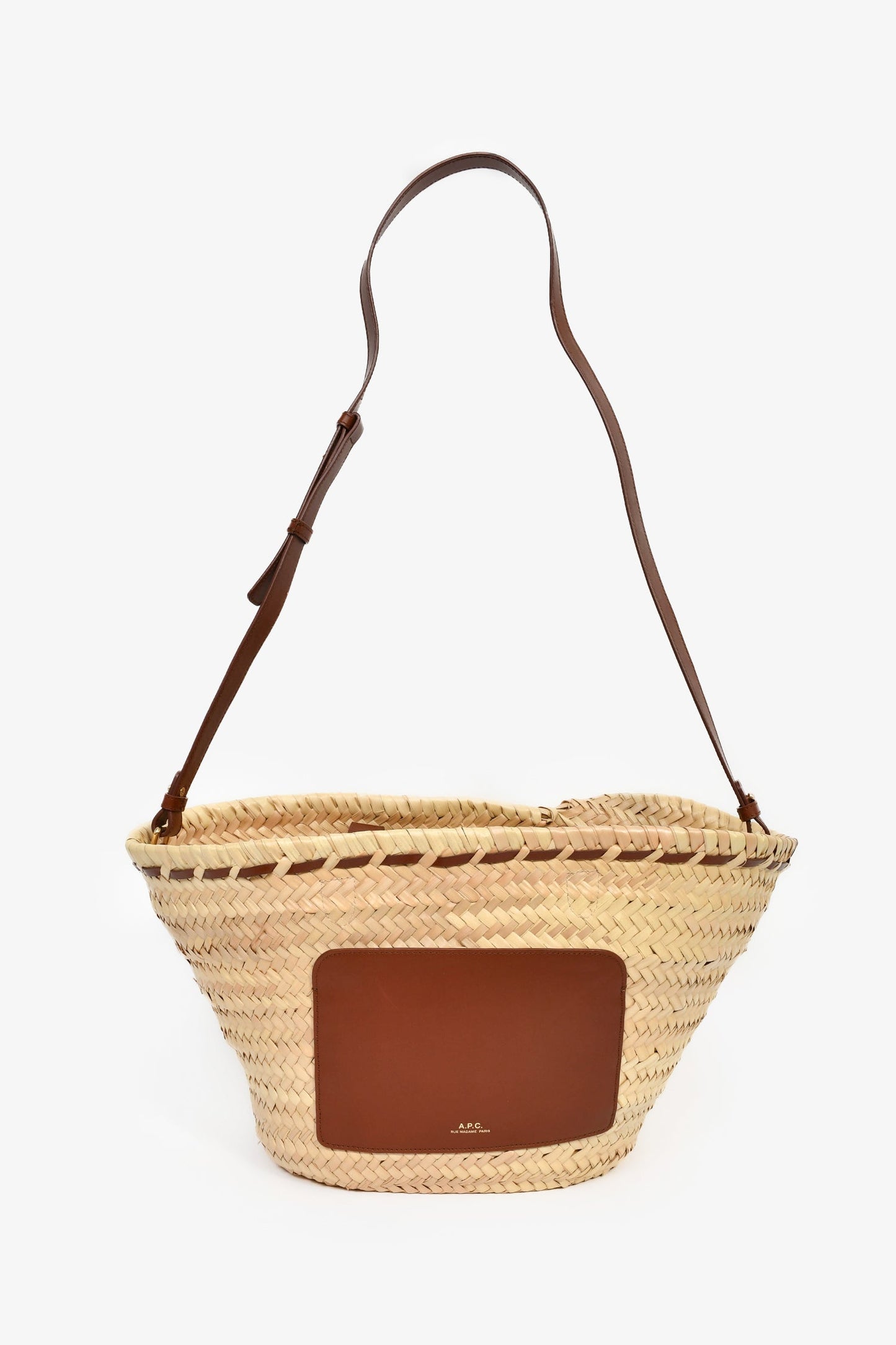 A.P.C. Raffia/Brown Leather 'Zoe' Tote Bag