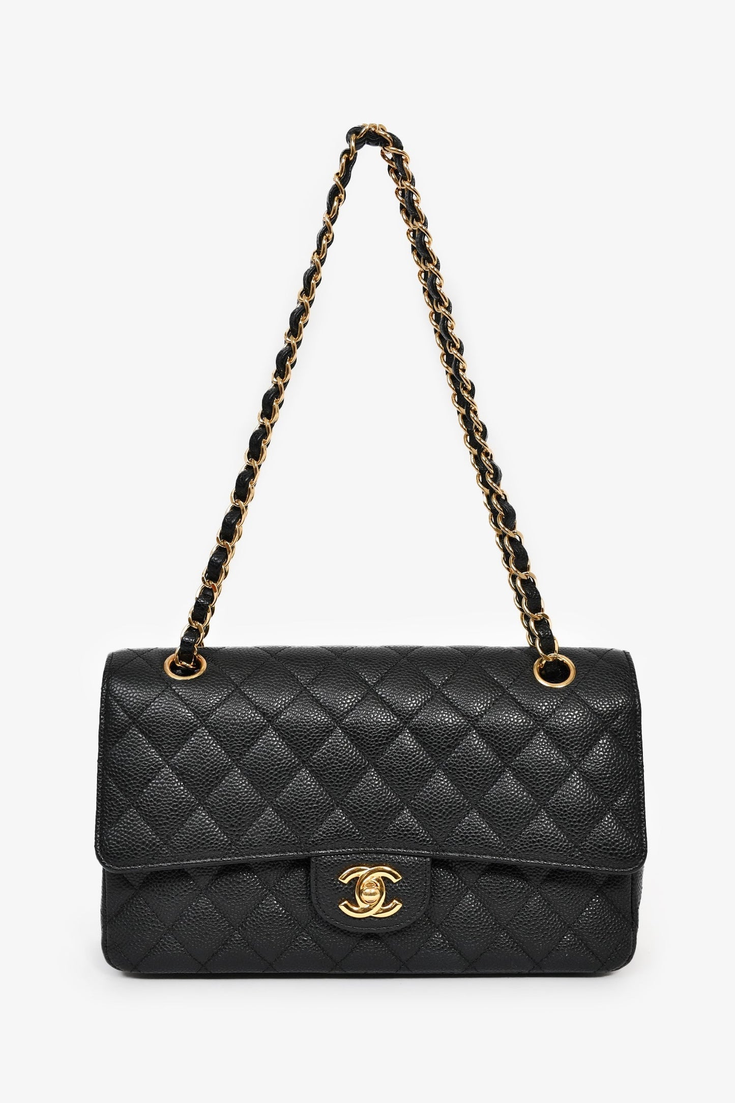 Chanel™ 2012 Black Quilted Caviar Leather Medium Classic Double Flap