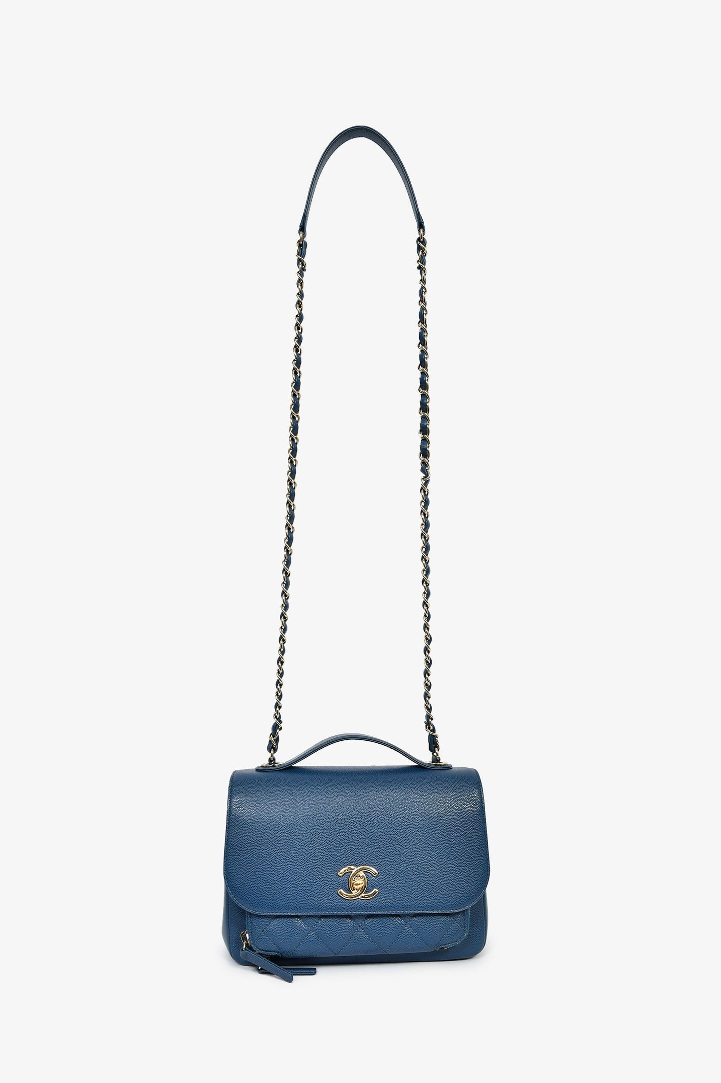 Chanel™ 2018 Blue Caviar Leather Business Affinity Top Handle Bag