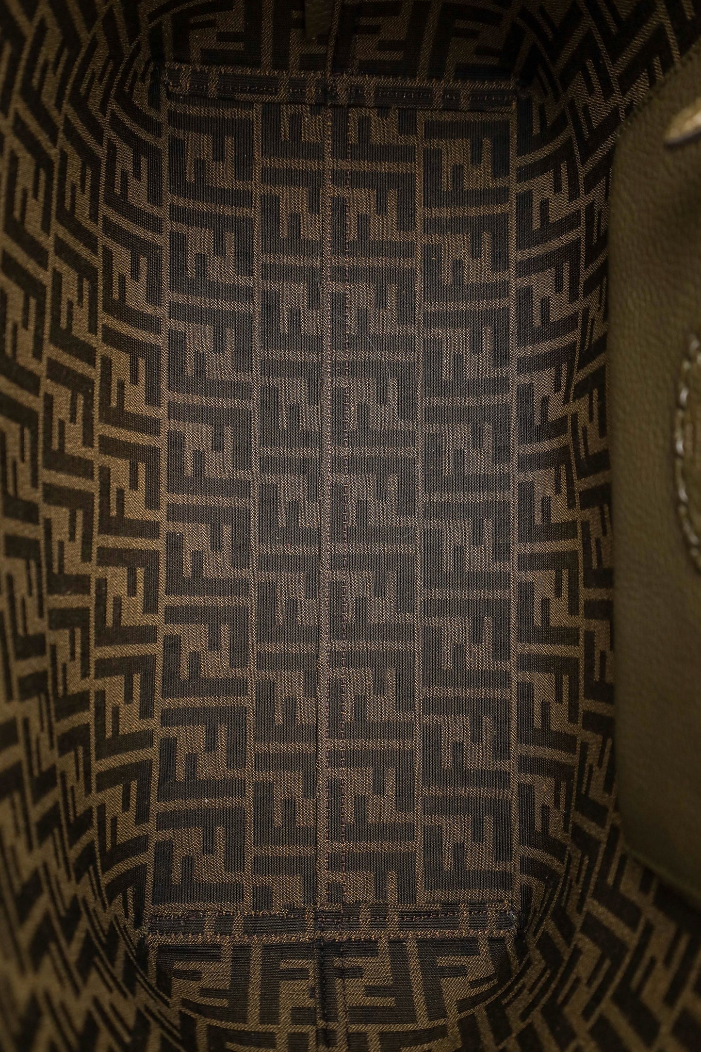 Fendi Brown Leather/Canvas Medium 'Selleria Roll' Tote Bag