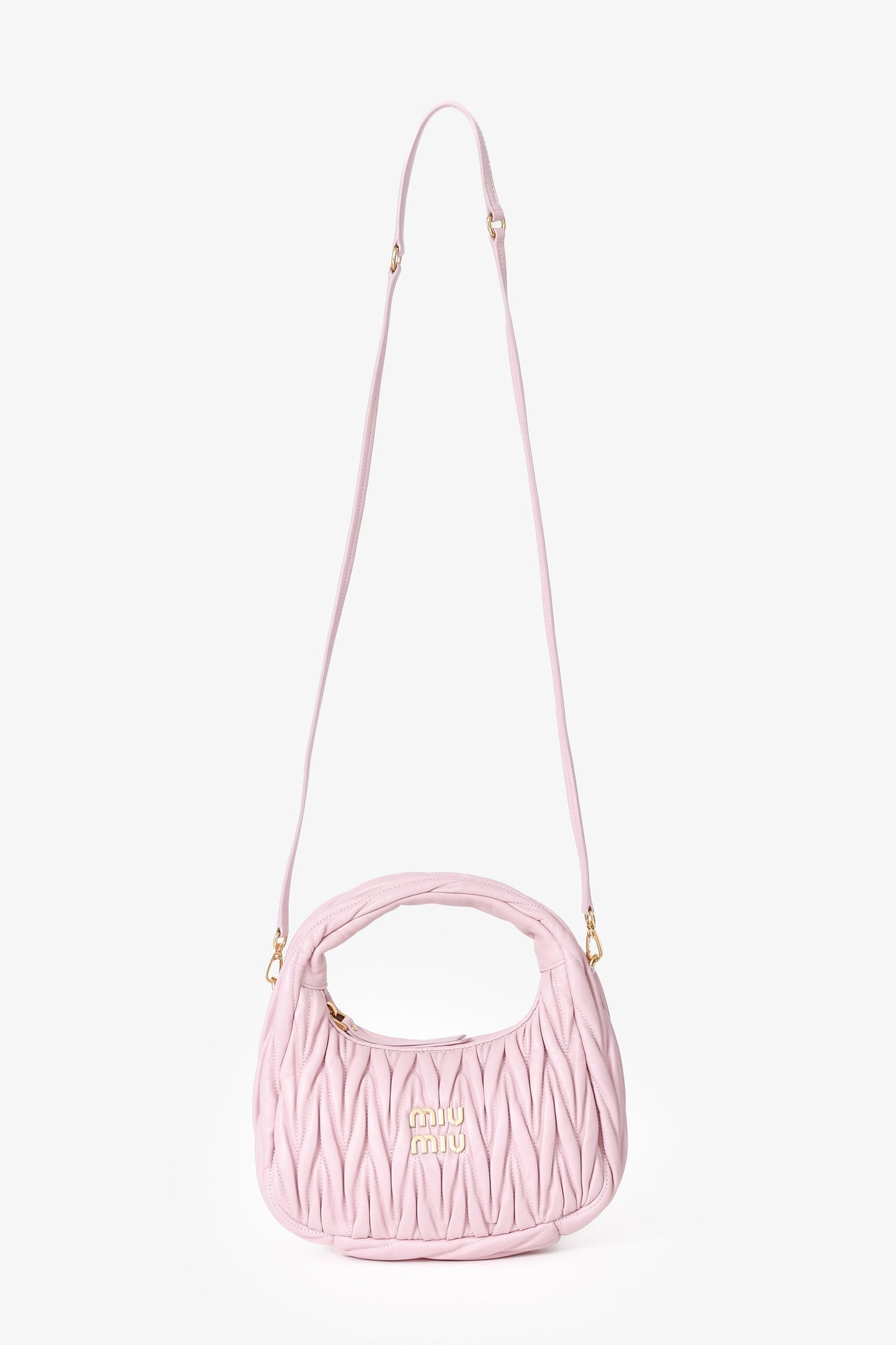 Miu Miu Powder Pink Nappa Matelasse Small Wander Hobo