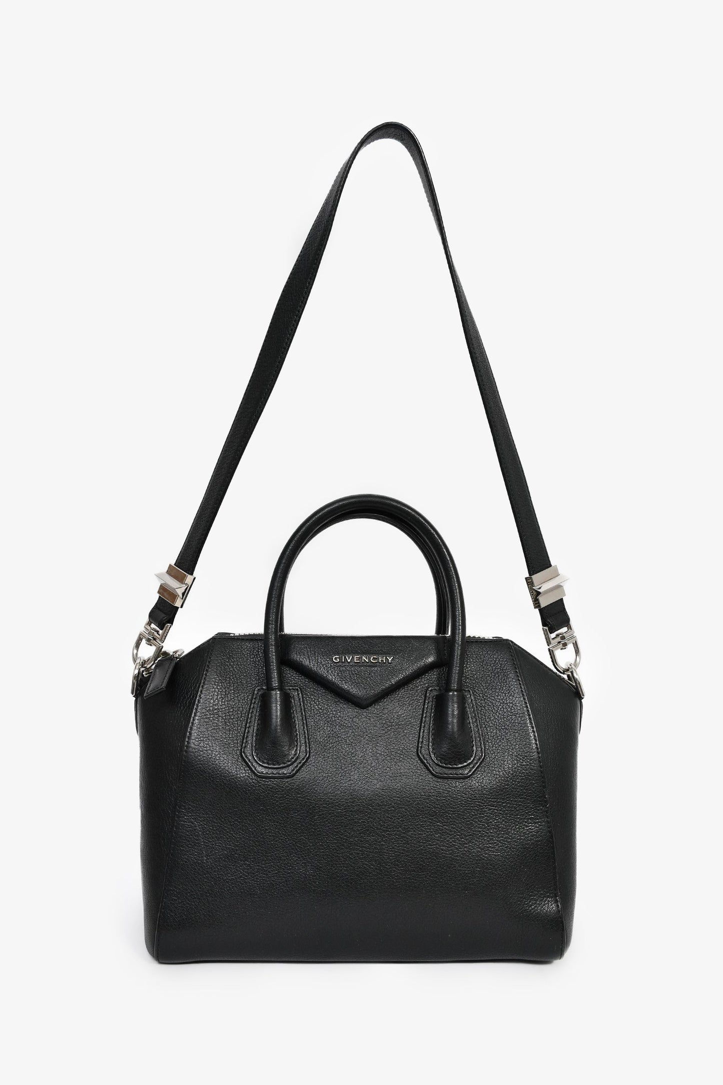 Givenchy Black Leather Small Antigona Bag with Strap