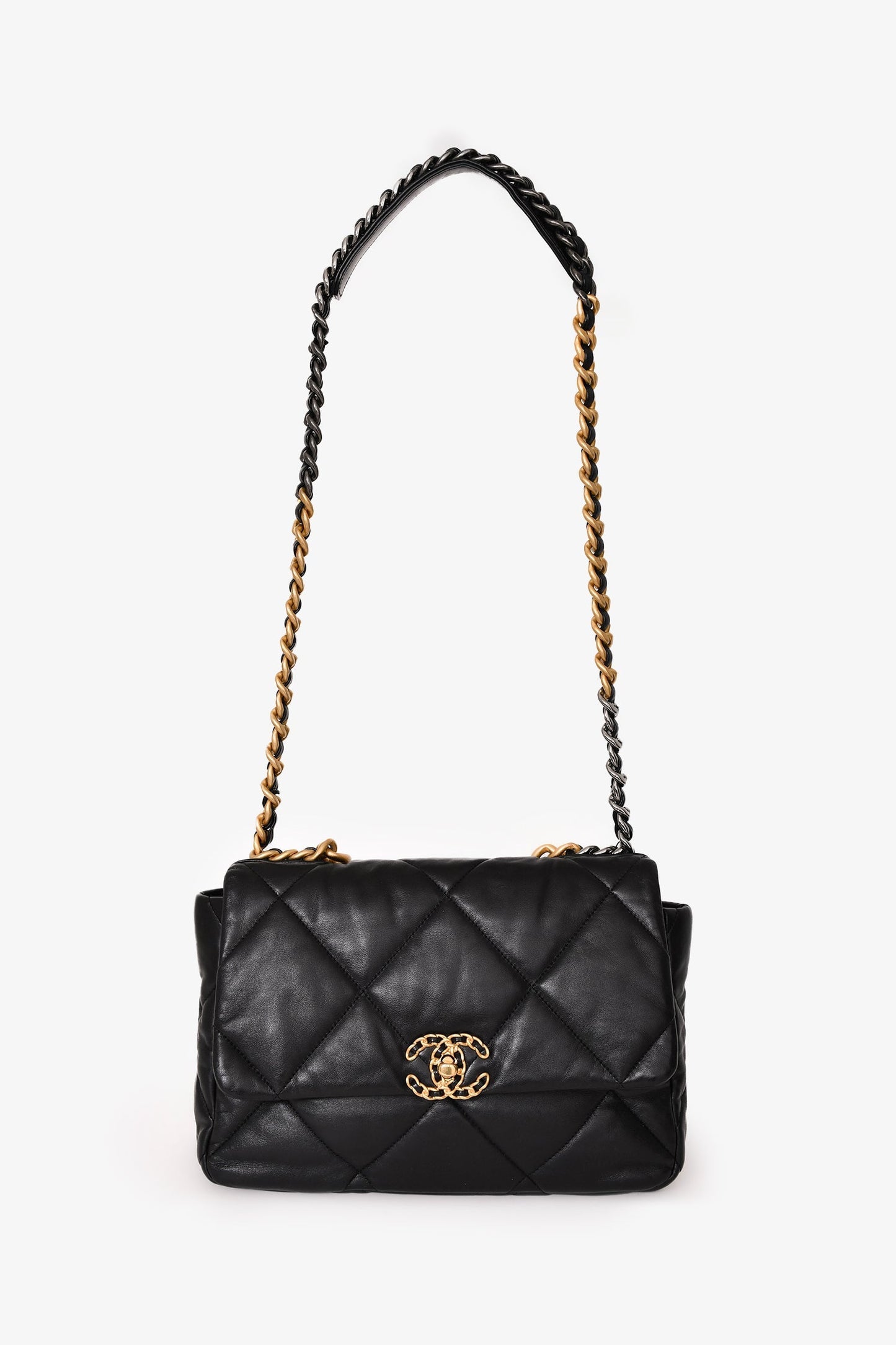 Chanel™ Black Leather 19 Flap Bag