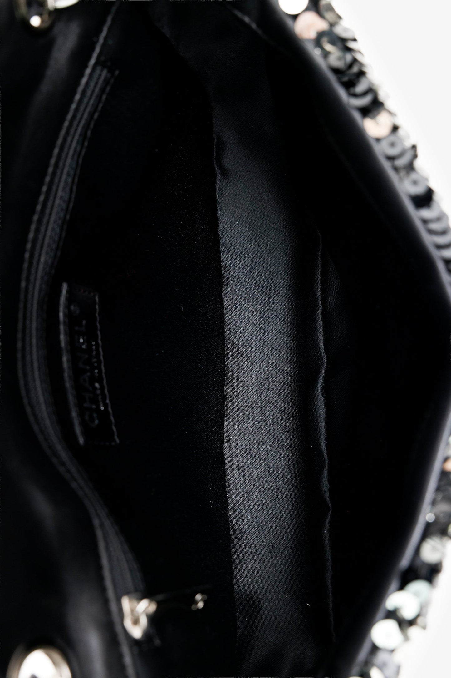Chanel™ 2008-09 Black/Silver Sequin Flap CC Logo Shoulder Bag