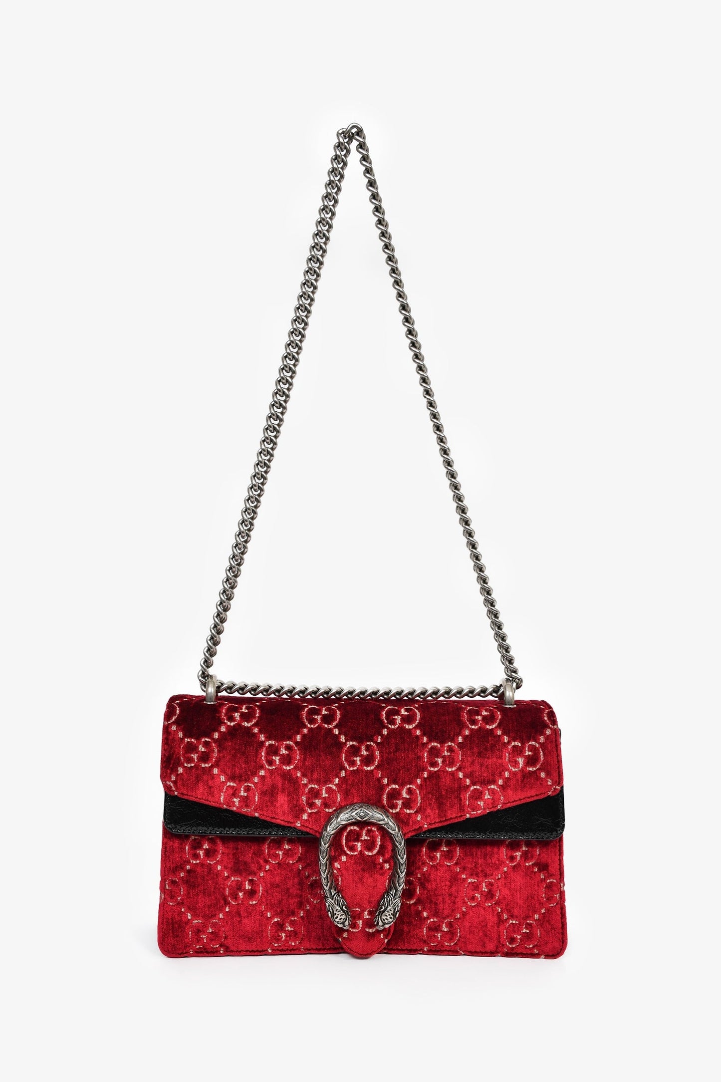 Gucci Red Velvet GG Monogram Medium 'Dionysus' Shoulder Bag
