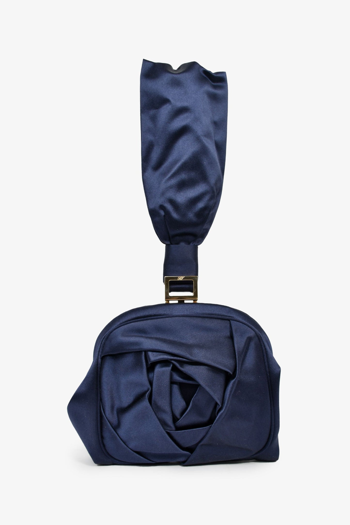 Roger Vivier Navy Blue Satin Top Handle Bag