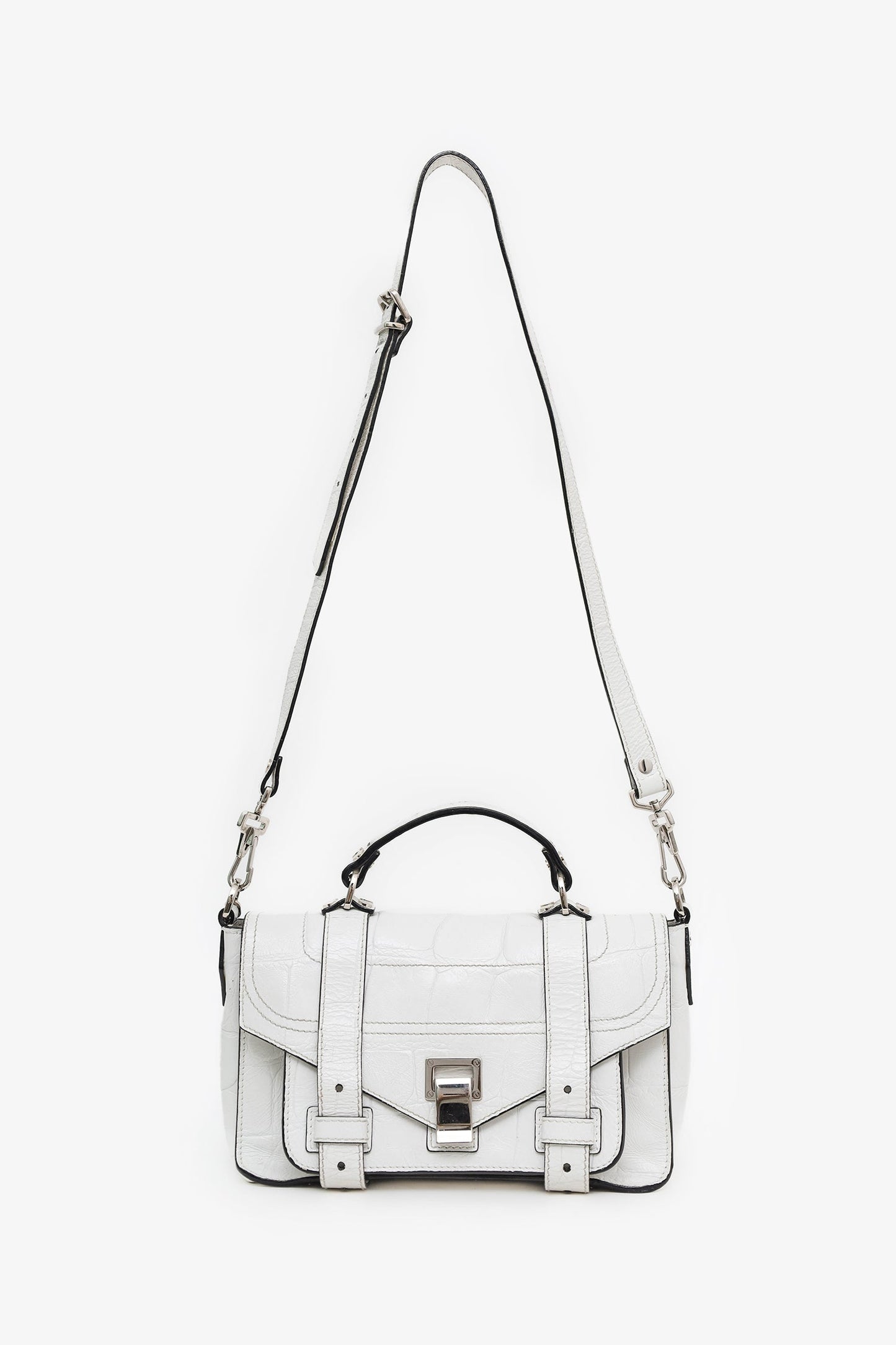Proenza Schouler White Leather Top Handle Bag With Strap