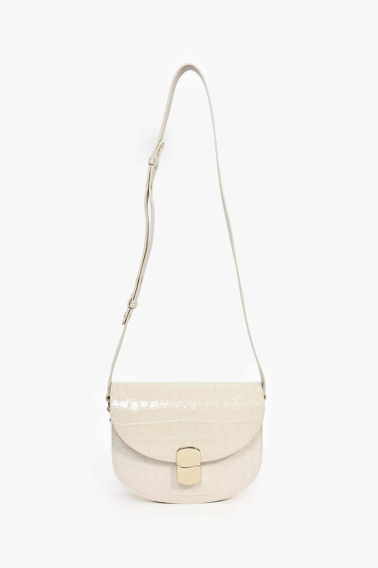 Sezane White Croc Embossed 'Claude' Crossbody Bag