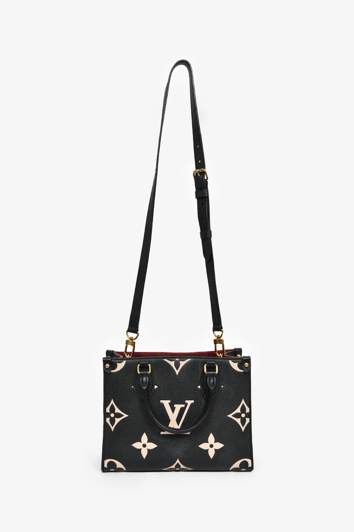 Louis Vuitton Black/Cream Monogram Bicolor Empreinte Leather 'On The Go' PM Bag With Strap